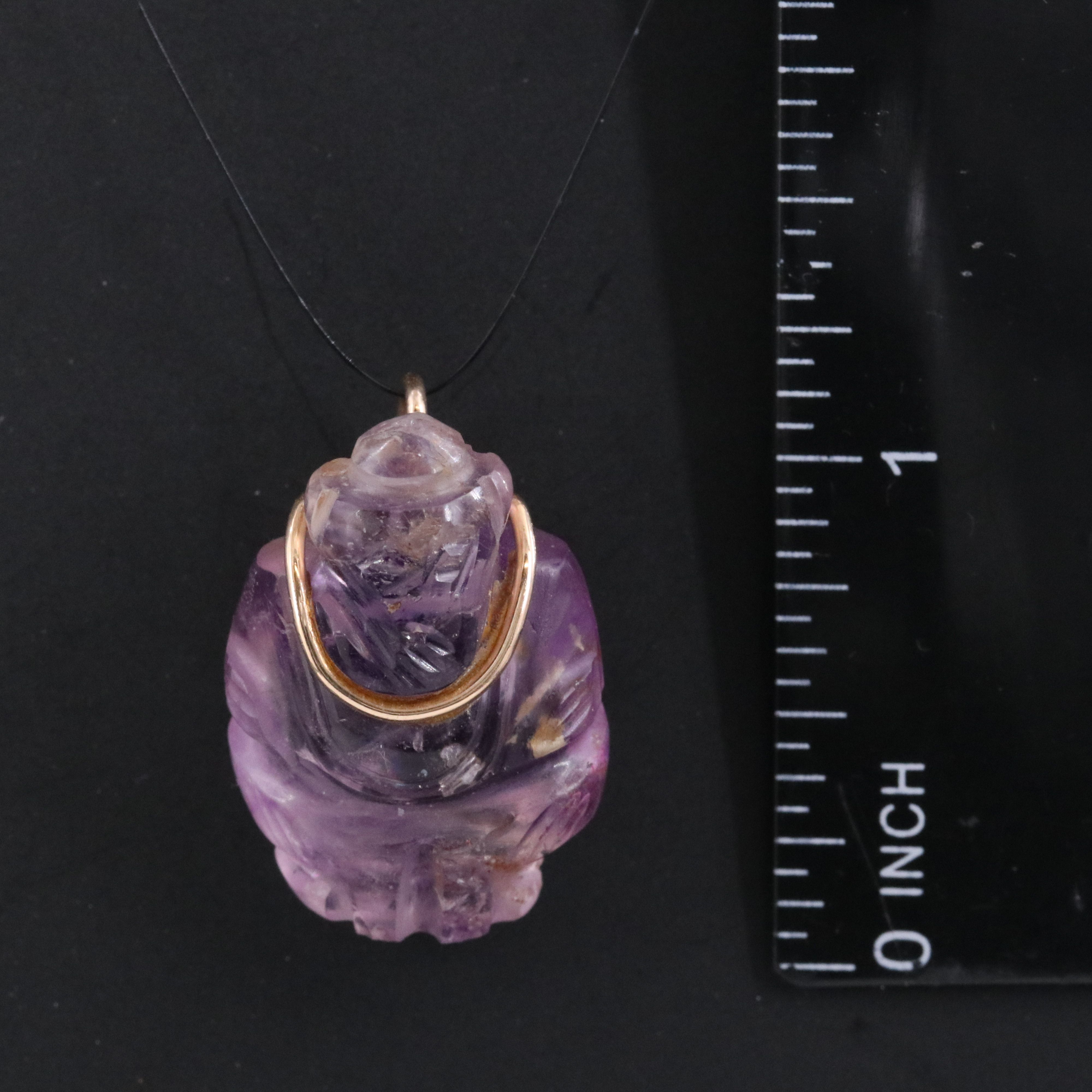 14K Carved Amethyst Pendant