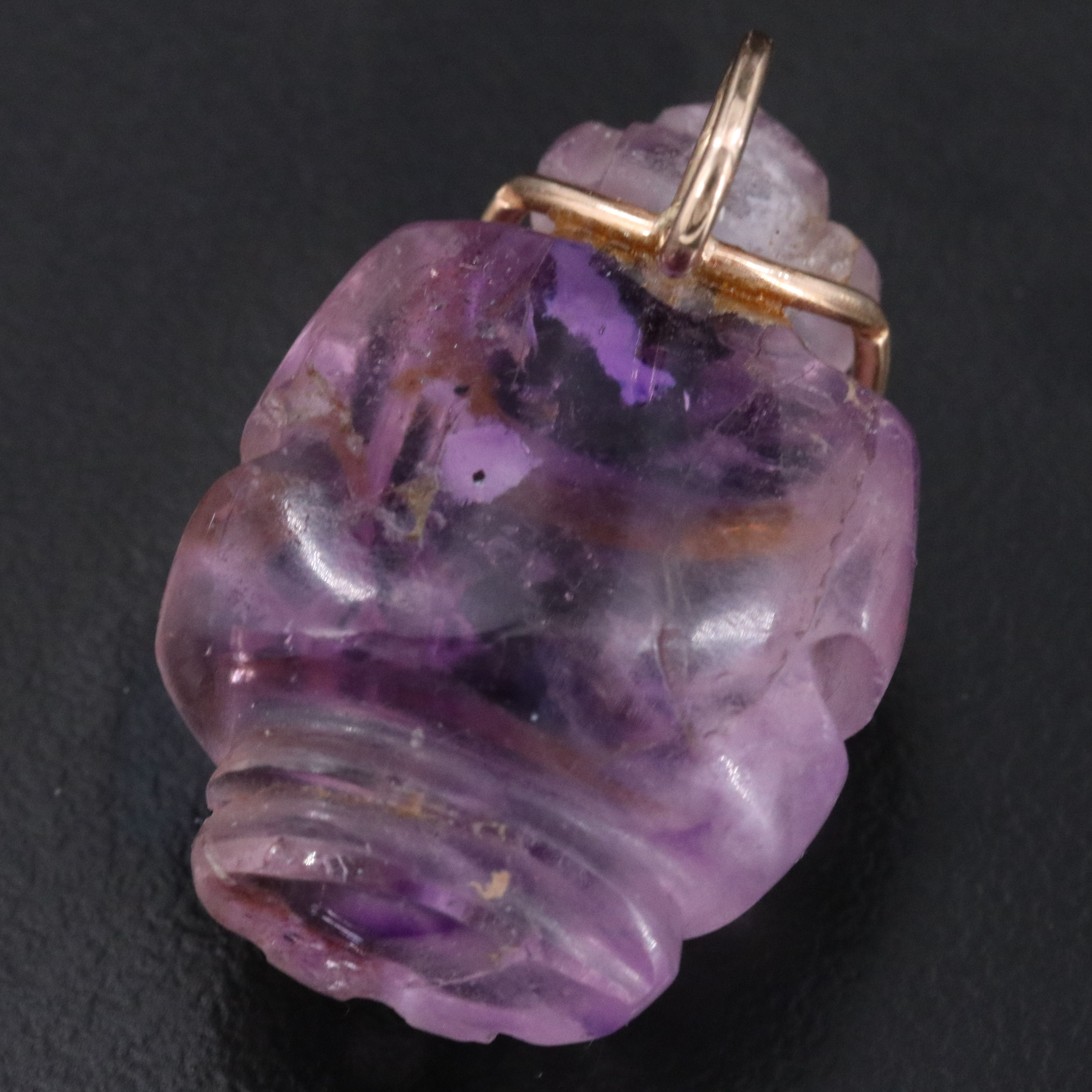14K Carved Amethyst Pendant
