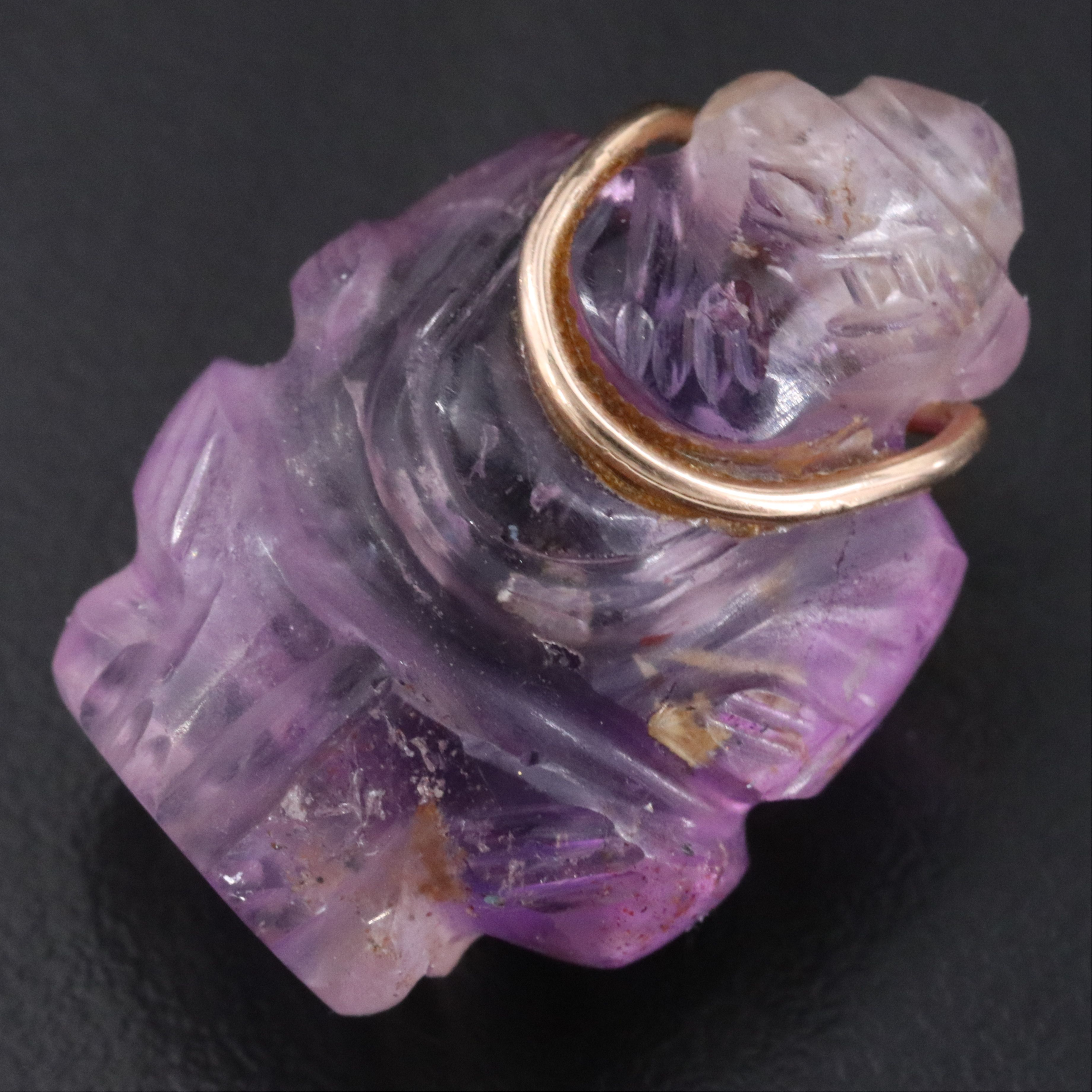14K Carved Amethyst Pendant