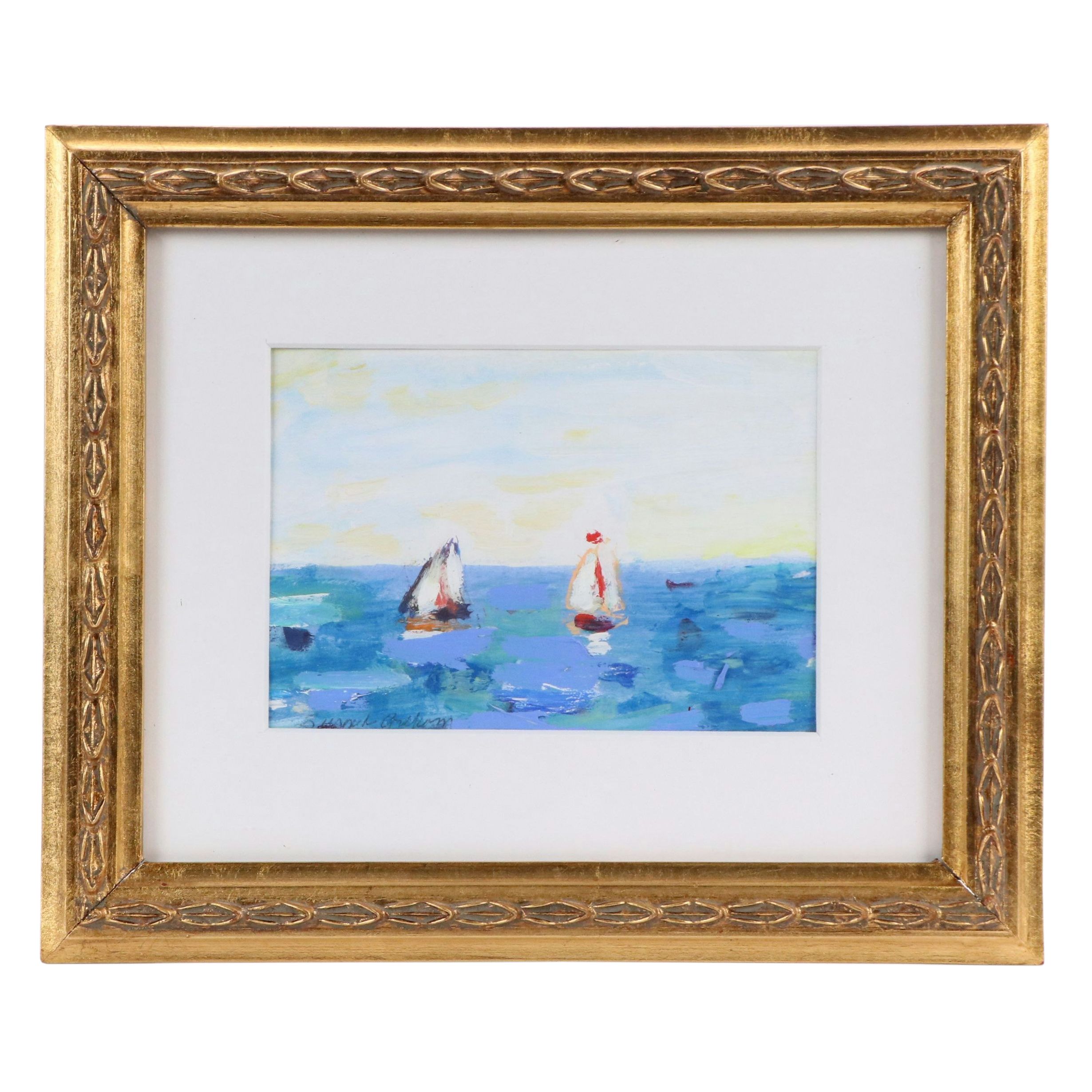 Susan Lloyd Graham Seascape Acrylic Painting "Sailing," Late 20th Century