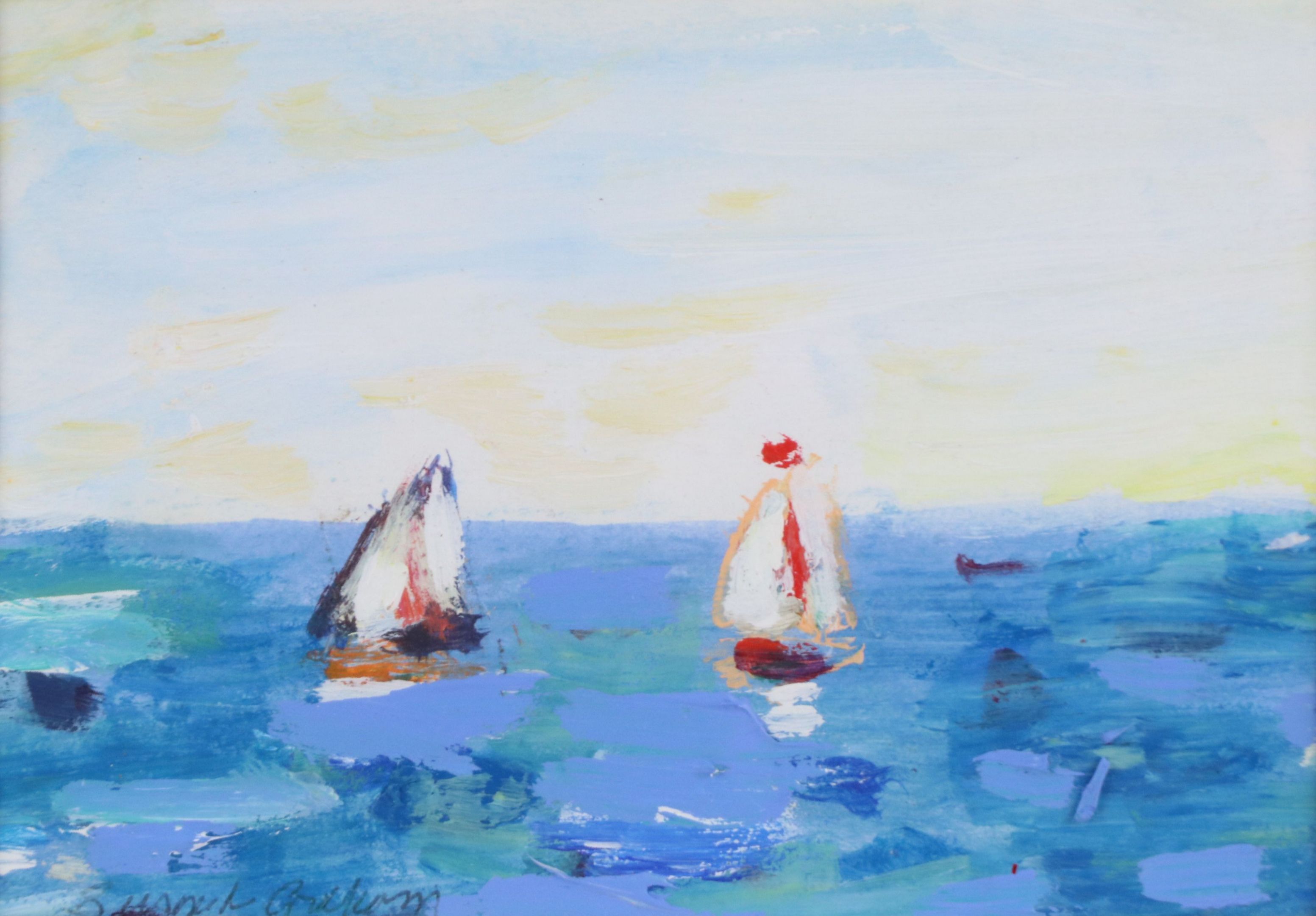 Susan Lloyd Graham Seascape Acrylic Painting "Sailing," Late 20th Century