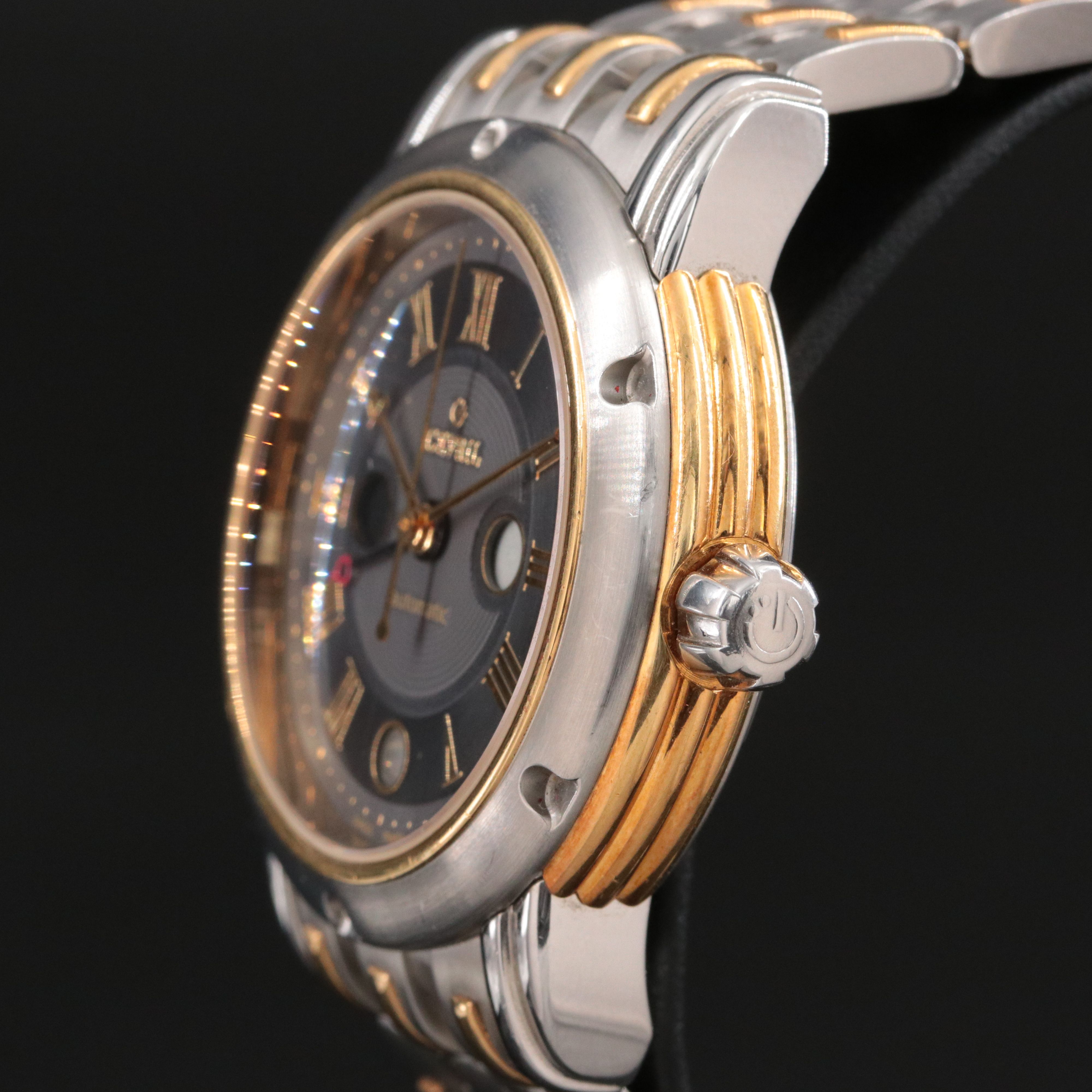 Gevril Day/Night 15 Degrees Dual Time 18K Steel Watch