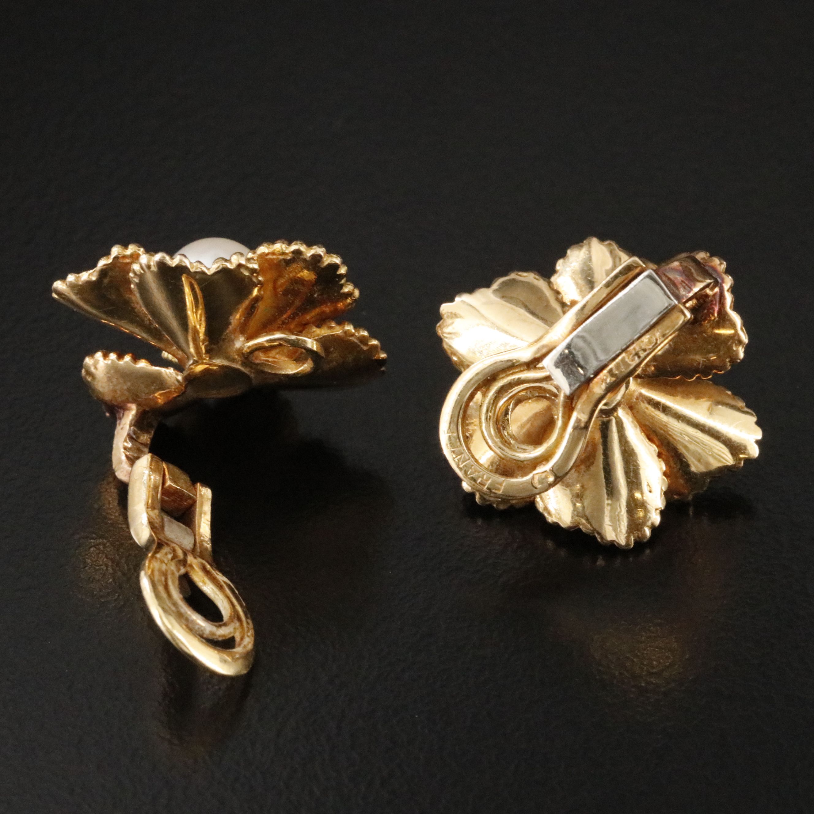 18K Pearl Flower Earrings