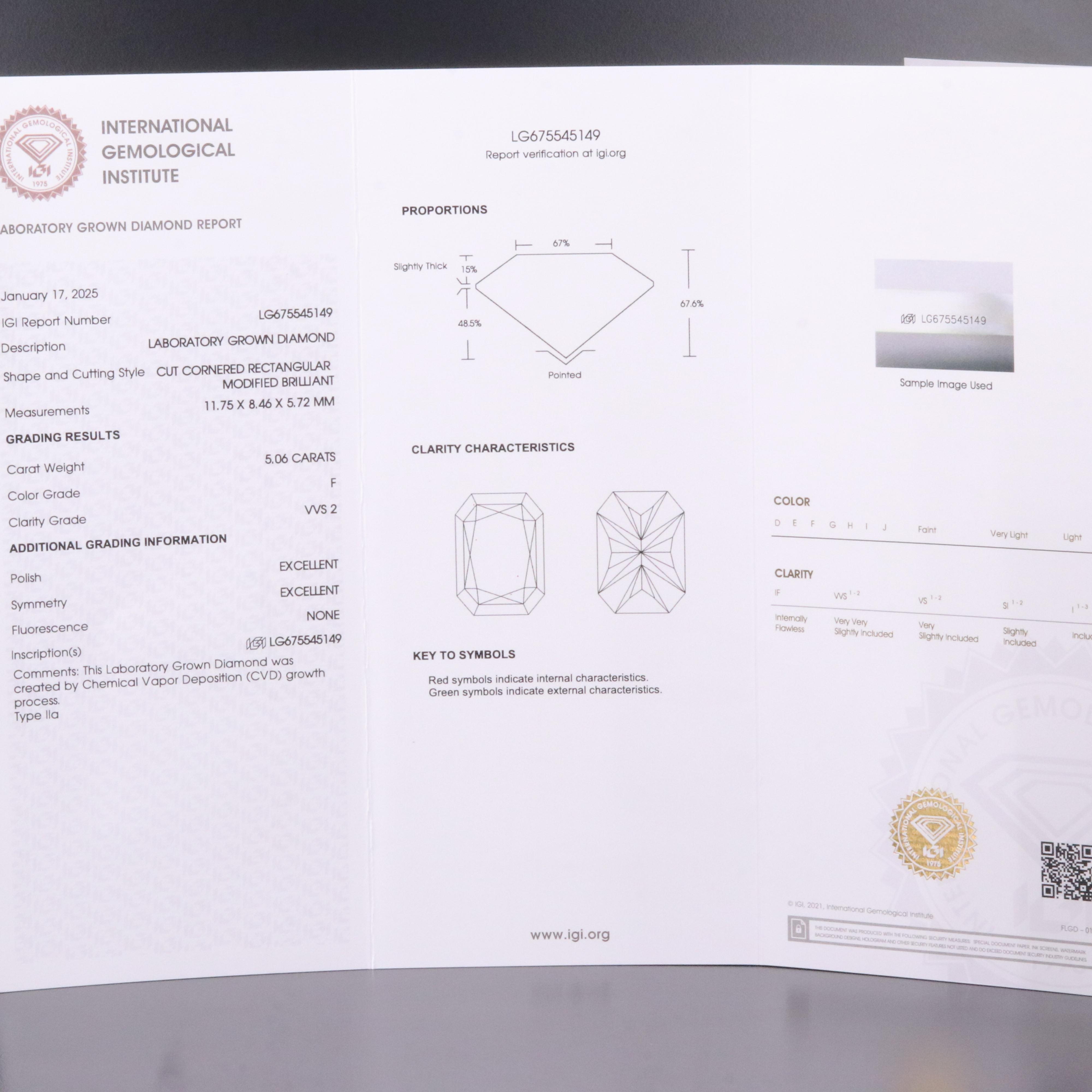 14K 5.29 CTW Lab Grown Diamond Ring with IGI Report