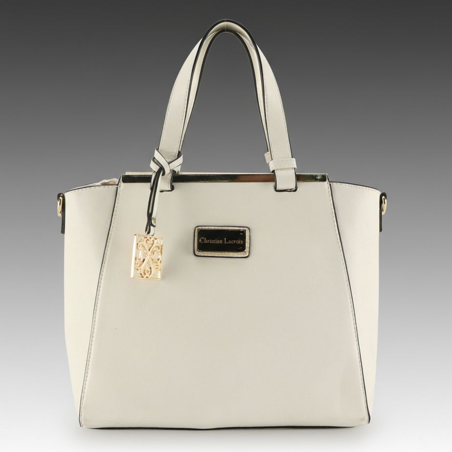 Christian Lacroix Top Handle Bag in White Faux Leather