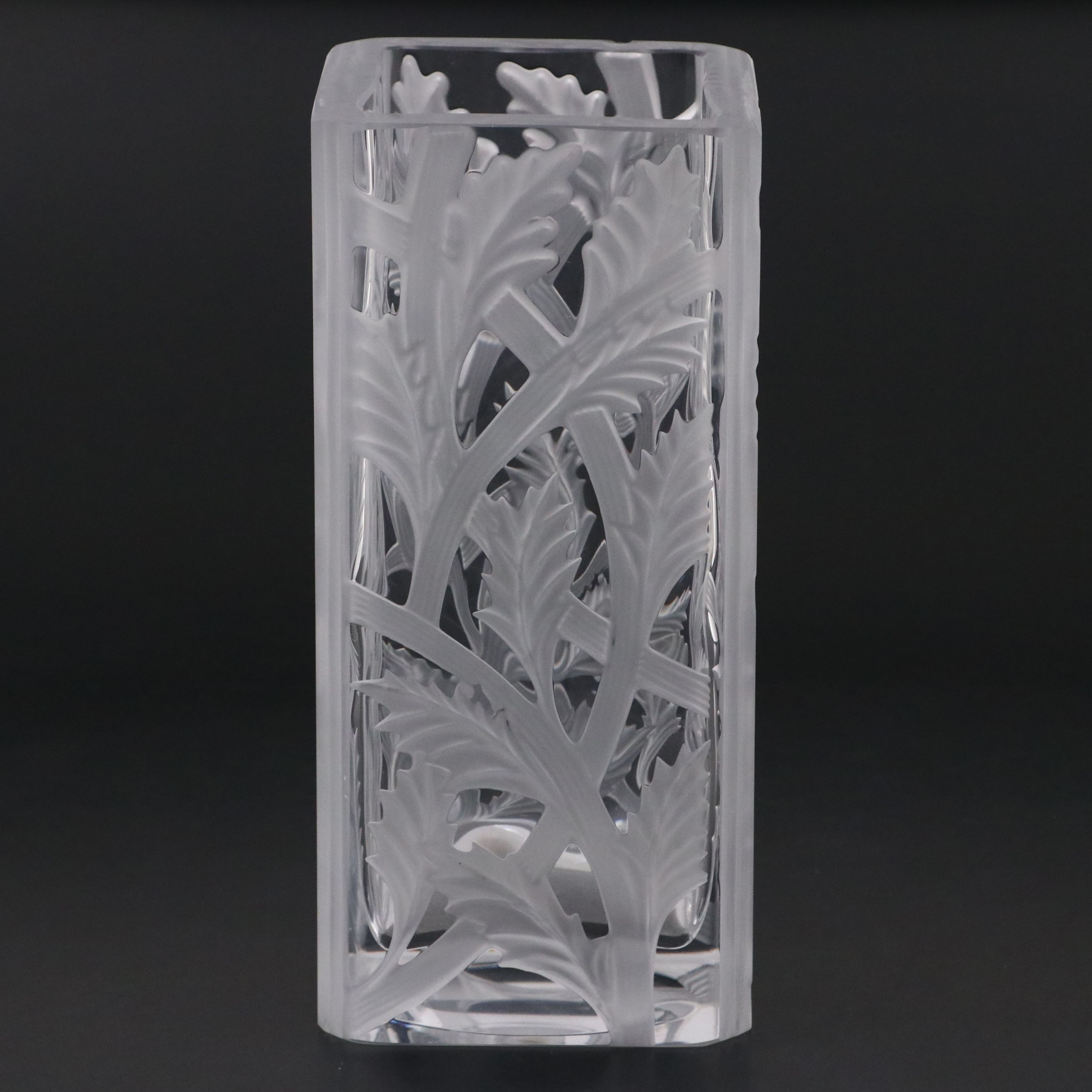 Contemporary Style Acanthus Leaf Satin Glass Vase