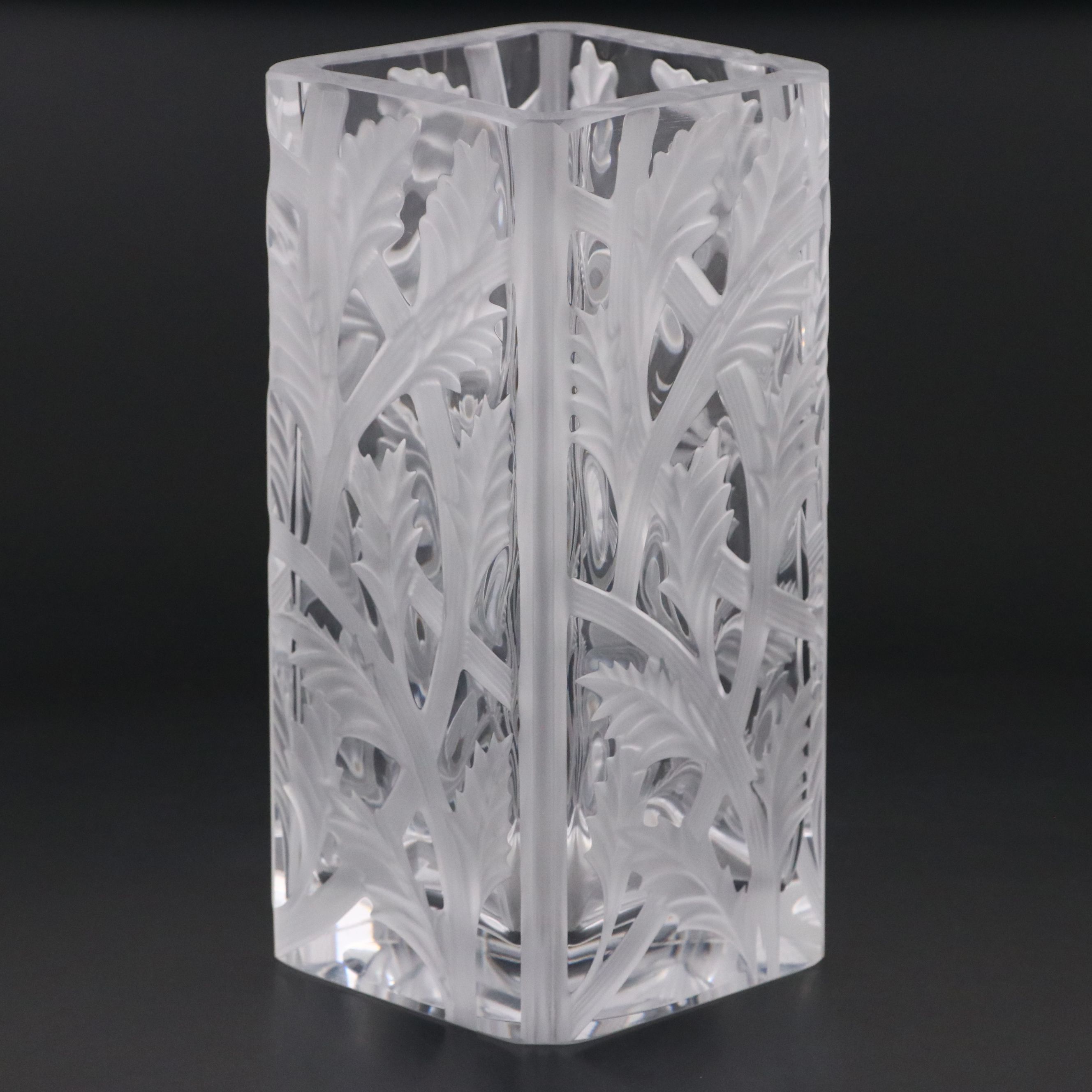 Contemporary Style Acanthus Leaf Satin Glass Vase