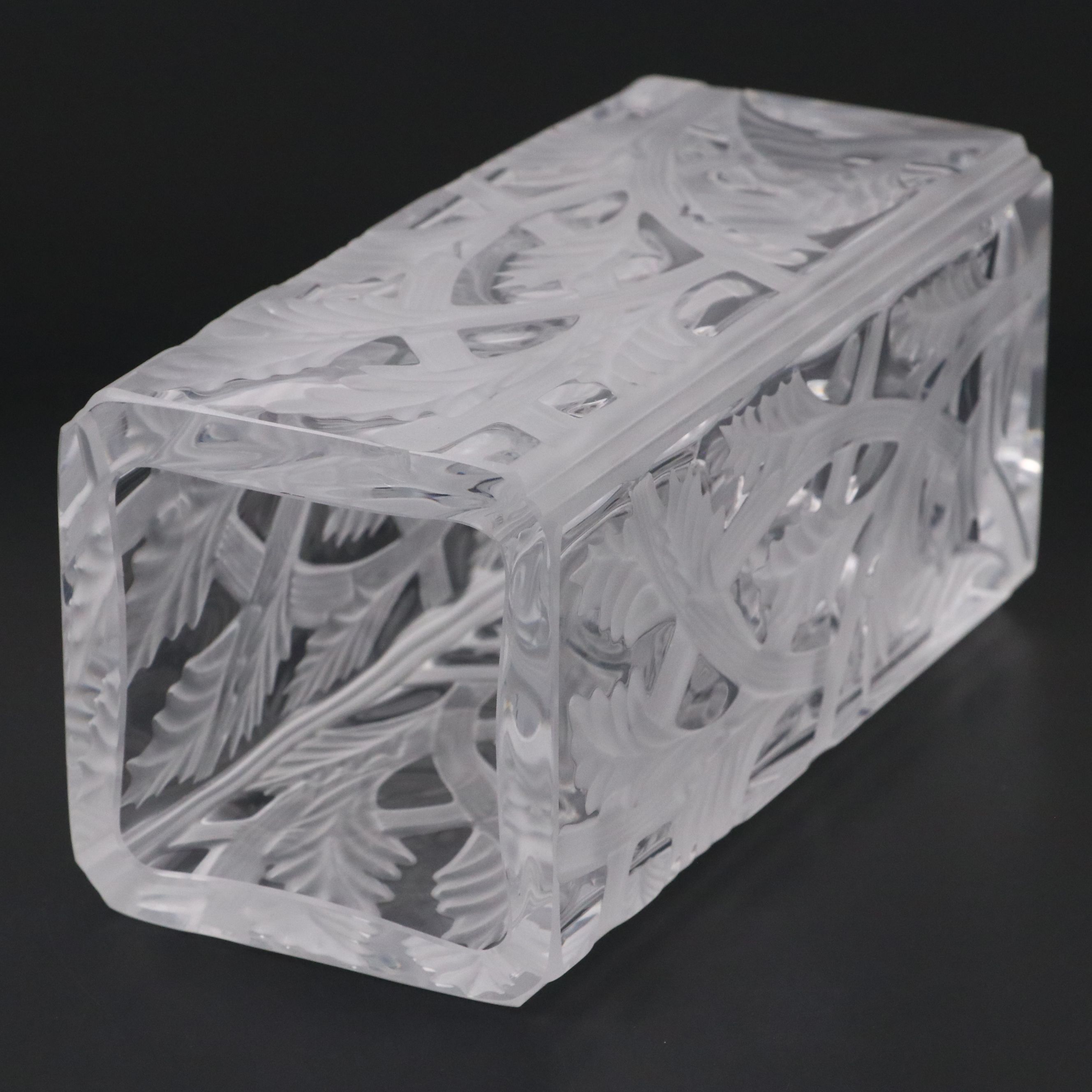 Contemporary Style Acanthus Leaf Satin Glass Vase