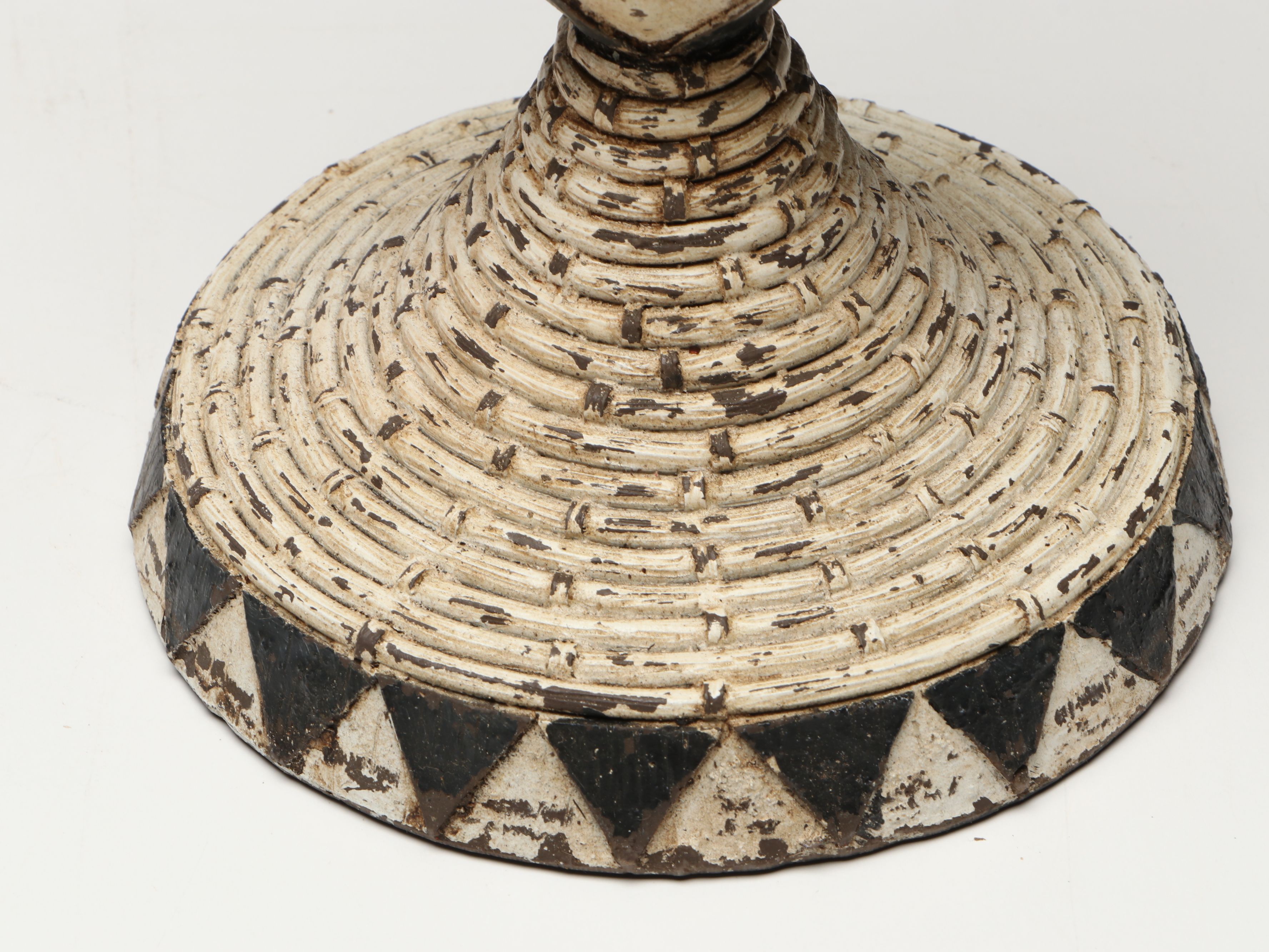 Floral and Abstract Indian Wood Carvings with Geometric Pillar Candle Holder