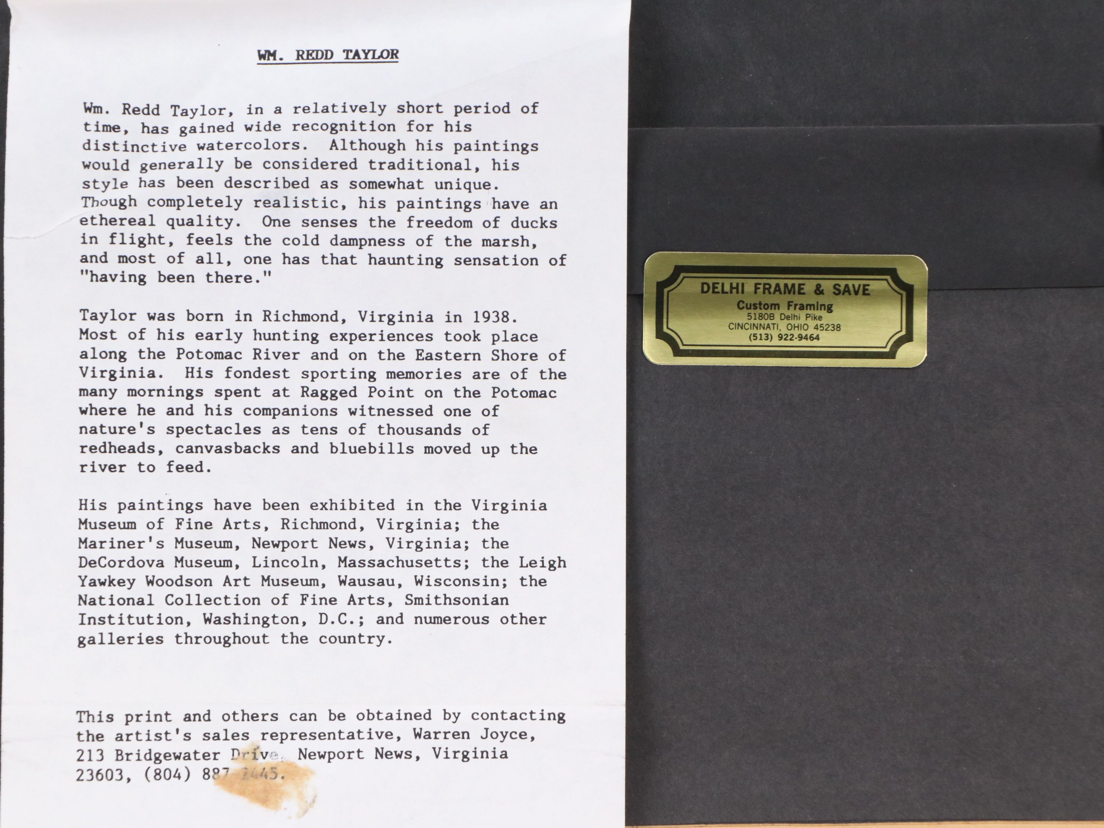 William Redd Taylor Offset Lithograph "Hatteras Autumn"