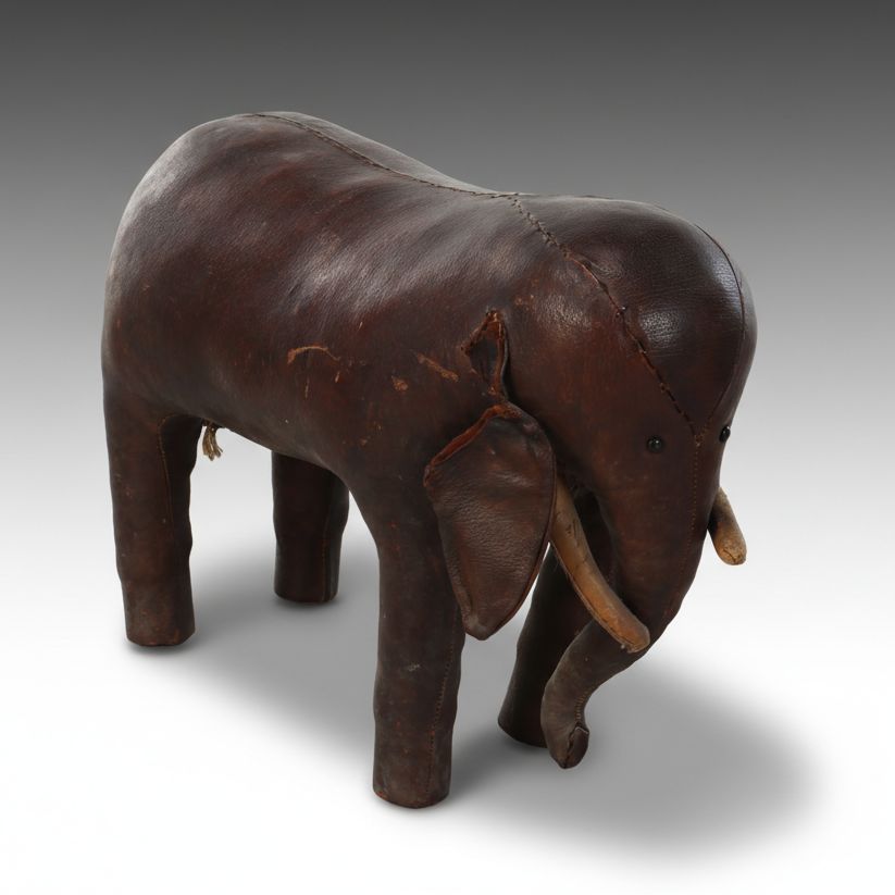 Leather Elephant Footstool Attributed to Dimitri Omersa