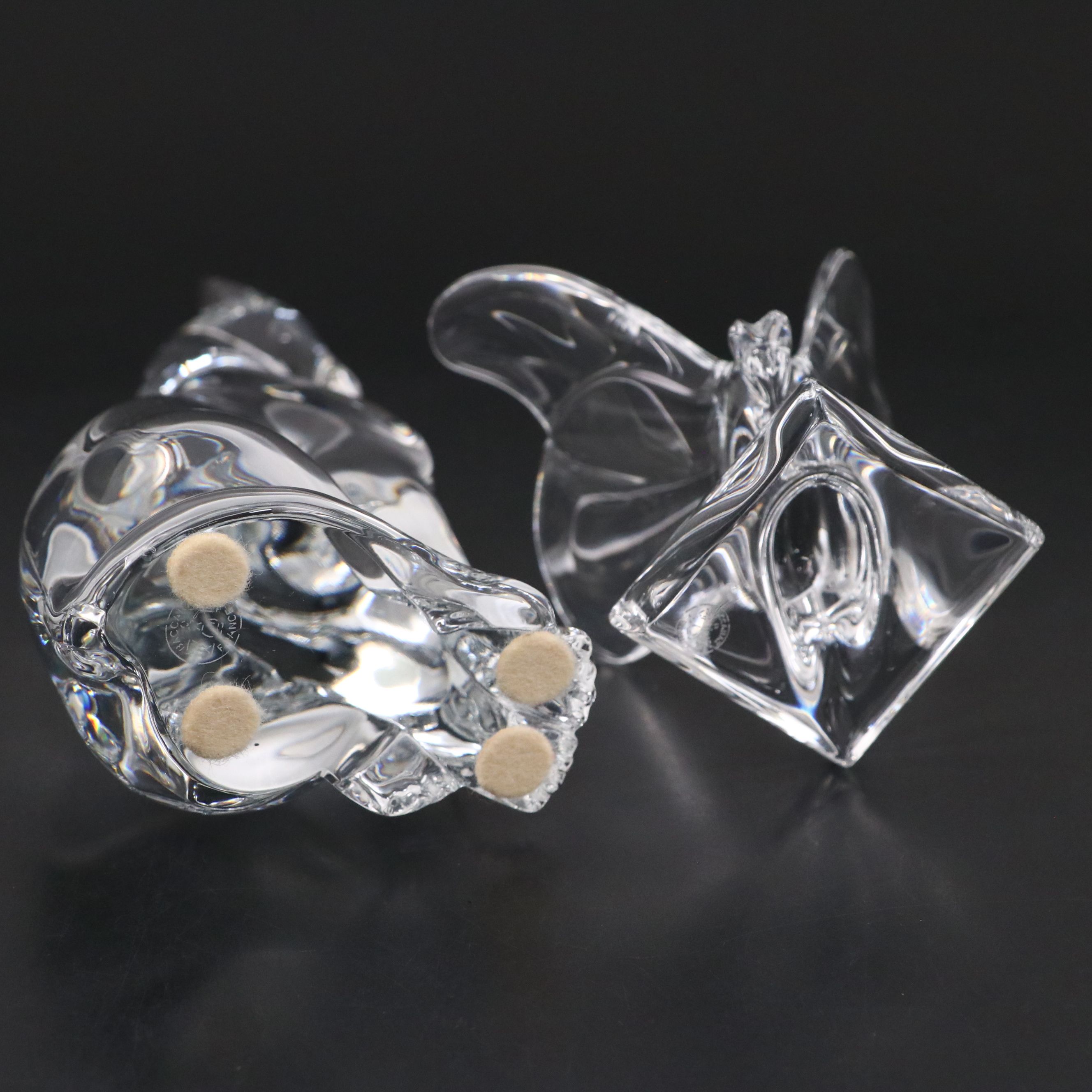 Baccarat "Egyptian Cat" and "Butterfly" Crystal Figurines
