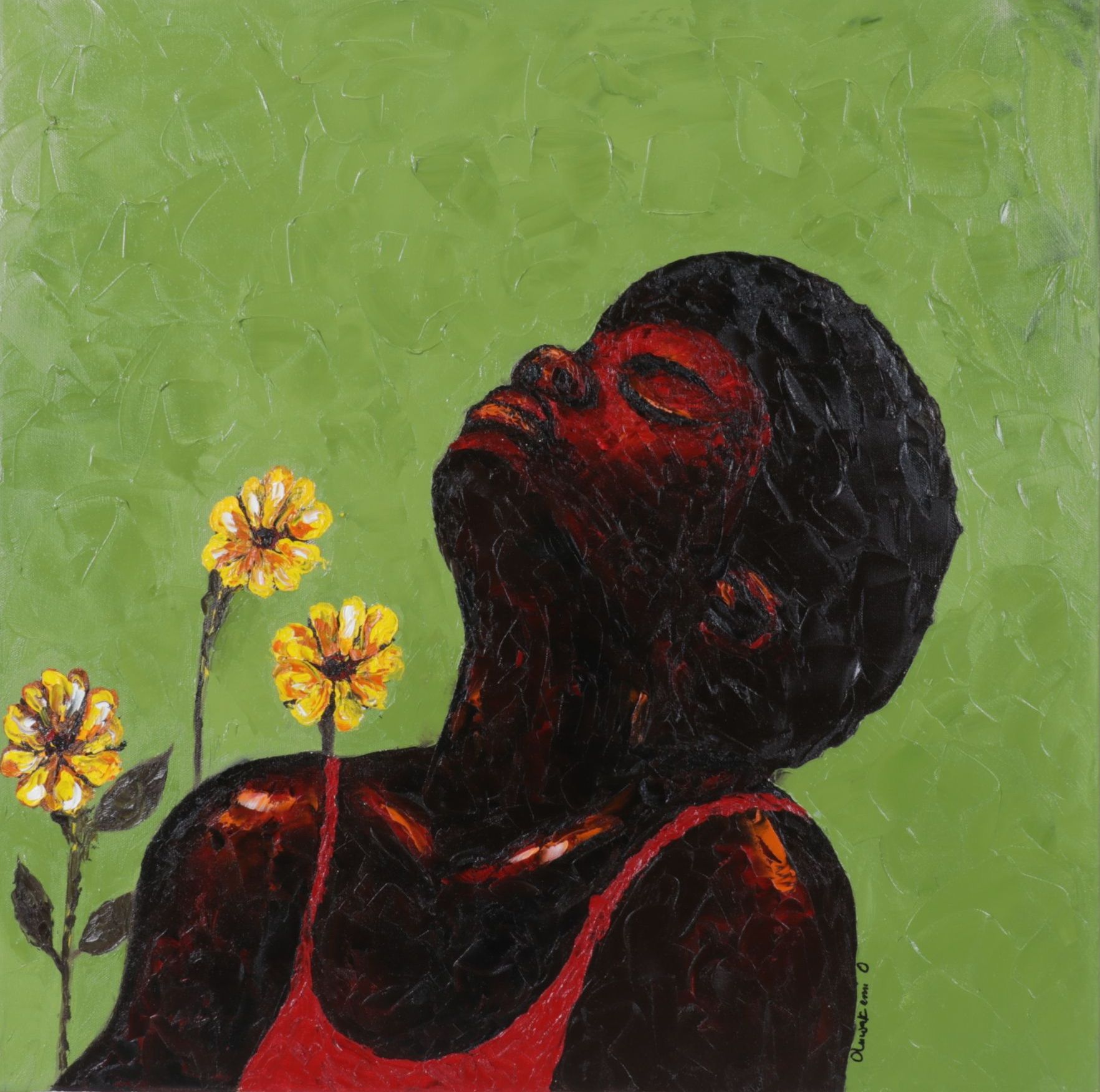 Oluwakemi Omowaire Oil Portrait "Symphony", Early 21st Century