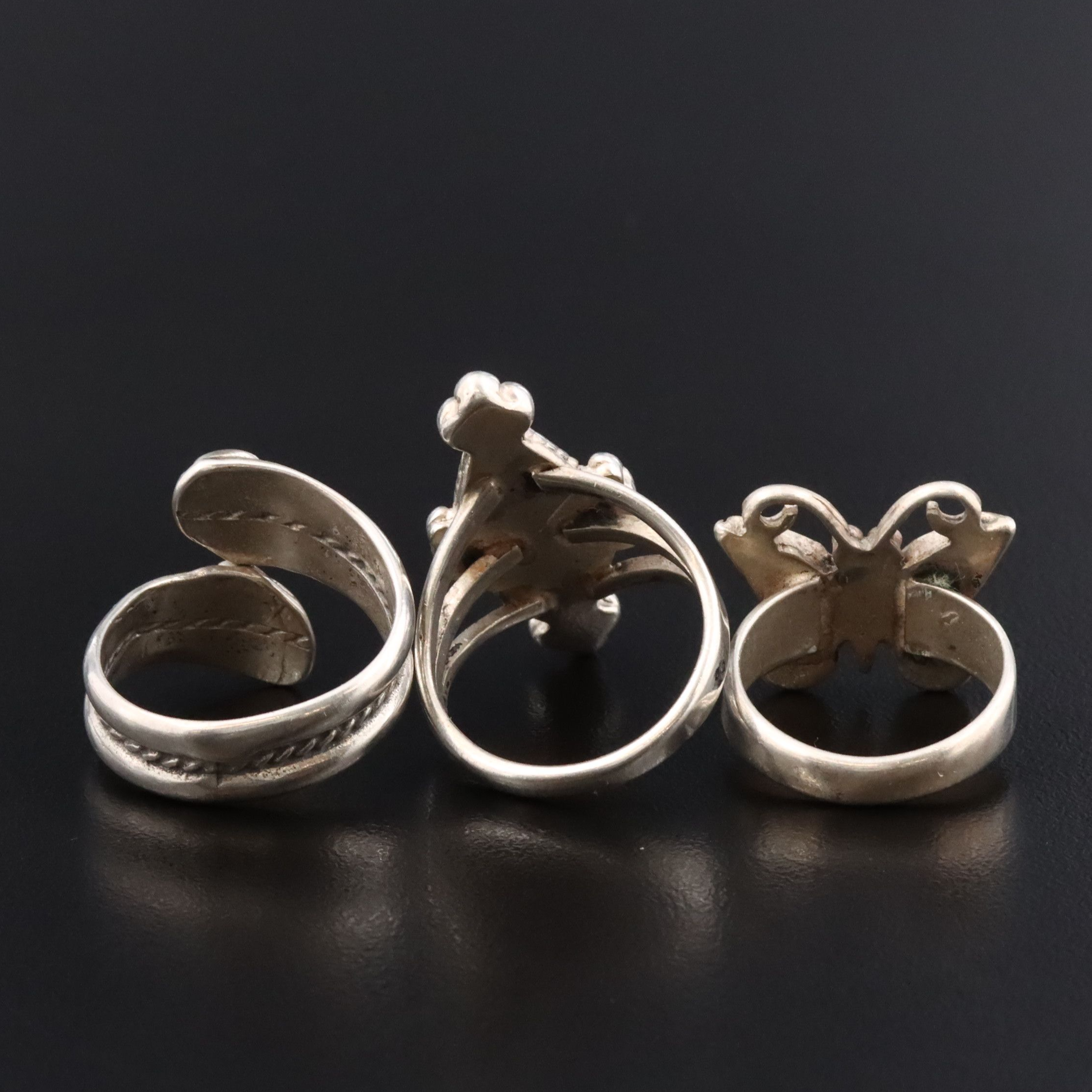 Western Style Sterling Inlay Butterfly, Pointer and Bypass Rings