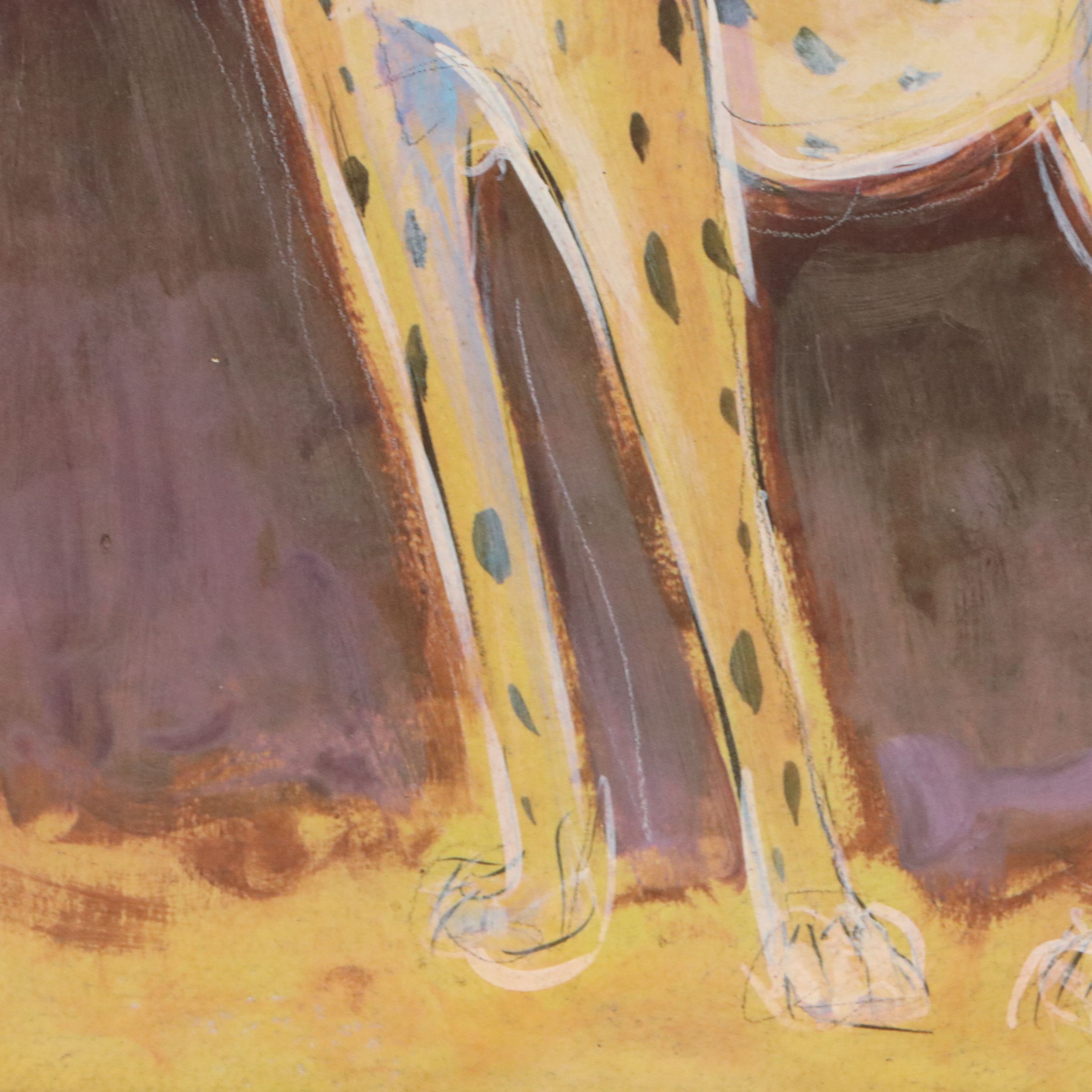 Karen Dupré Painting of Lady Walking Leopard