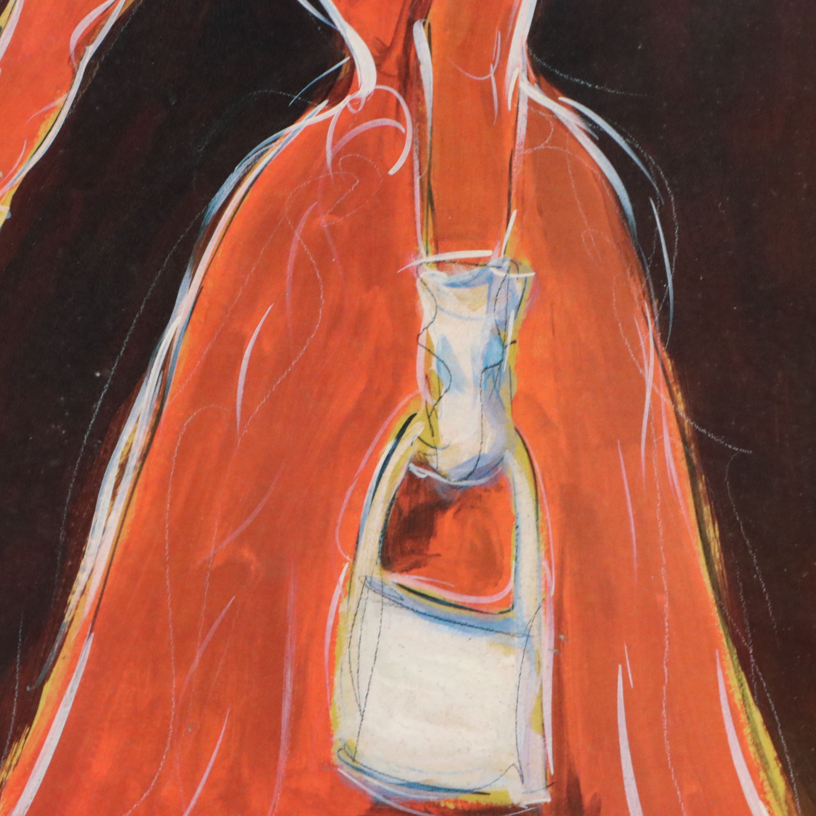 Karen Dupré Painting of Lady Walking Leopard