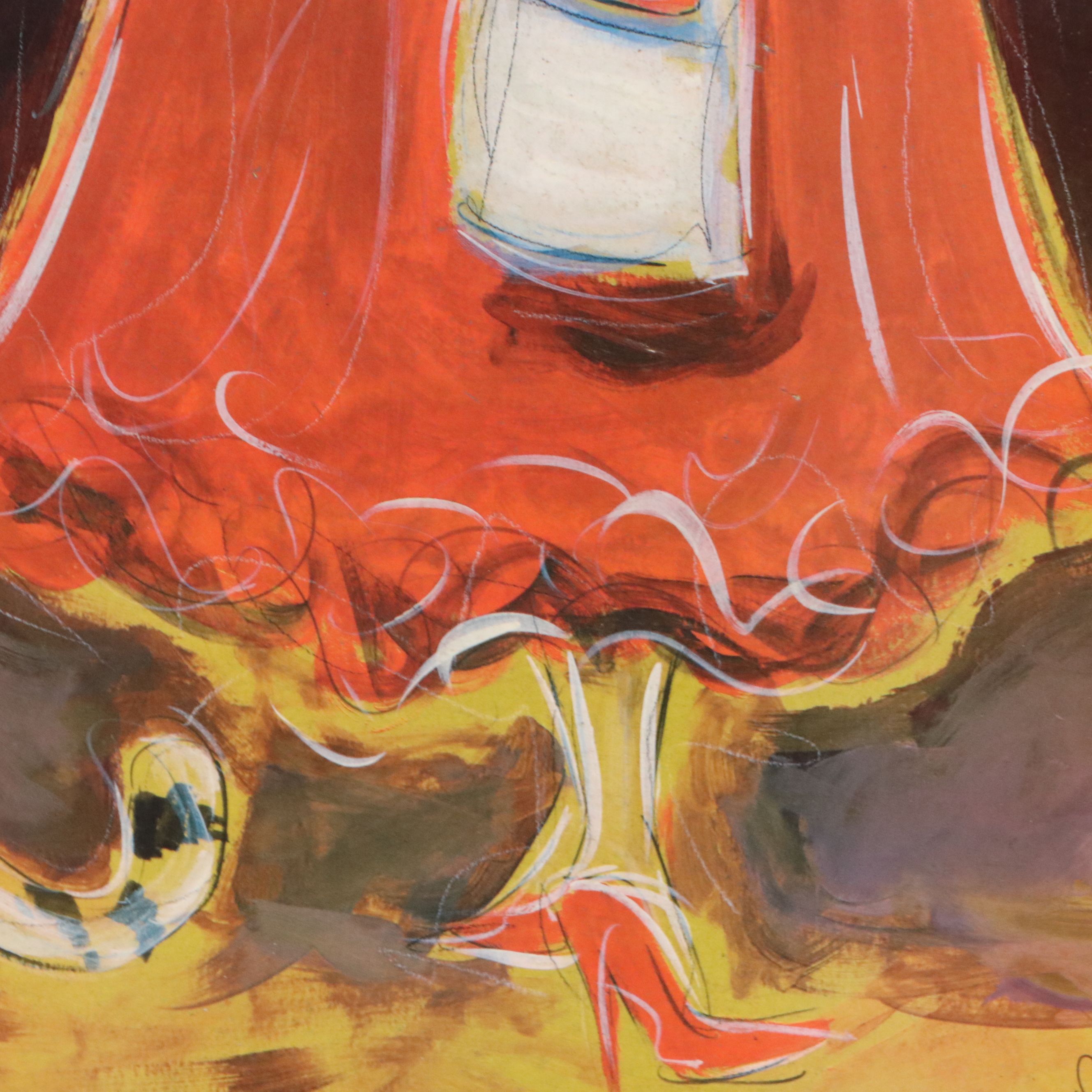 Karen Dupré Painting of Lady Walking Leopard