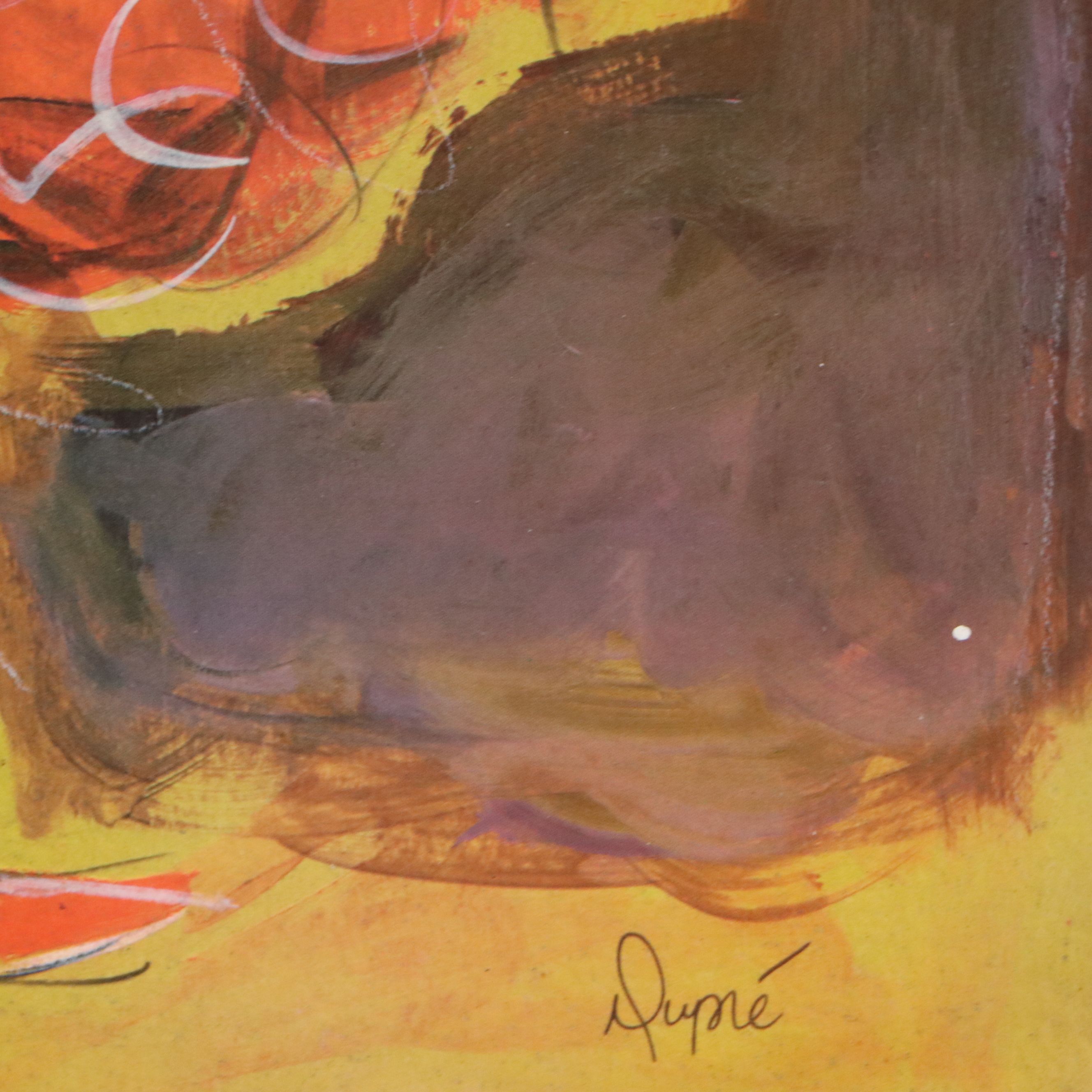 Karen Dupré Painting of Lady Walking Leopard