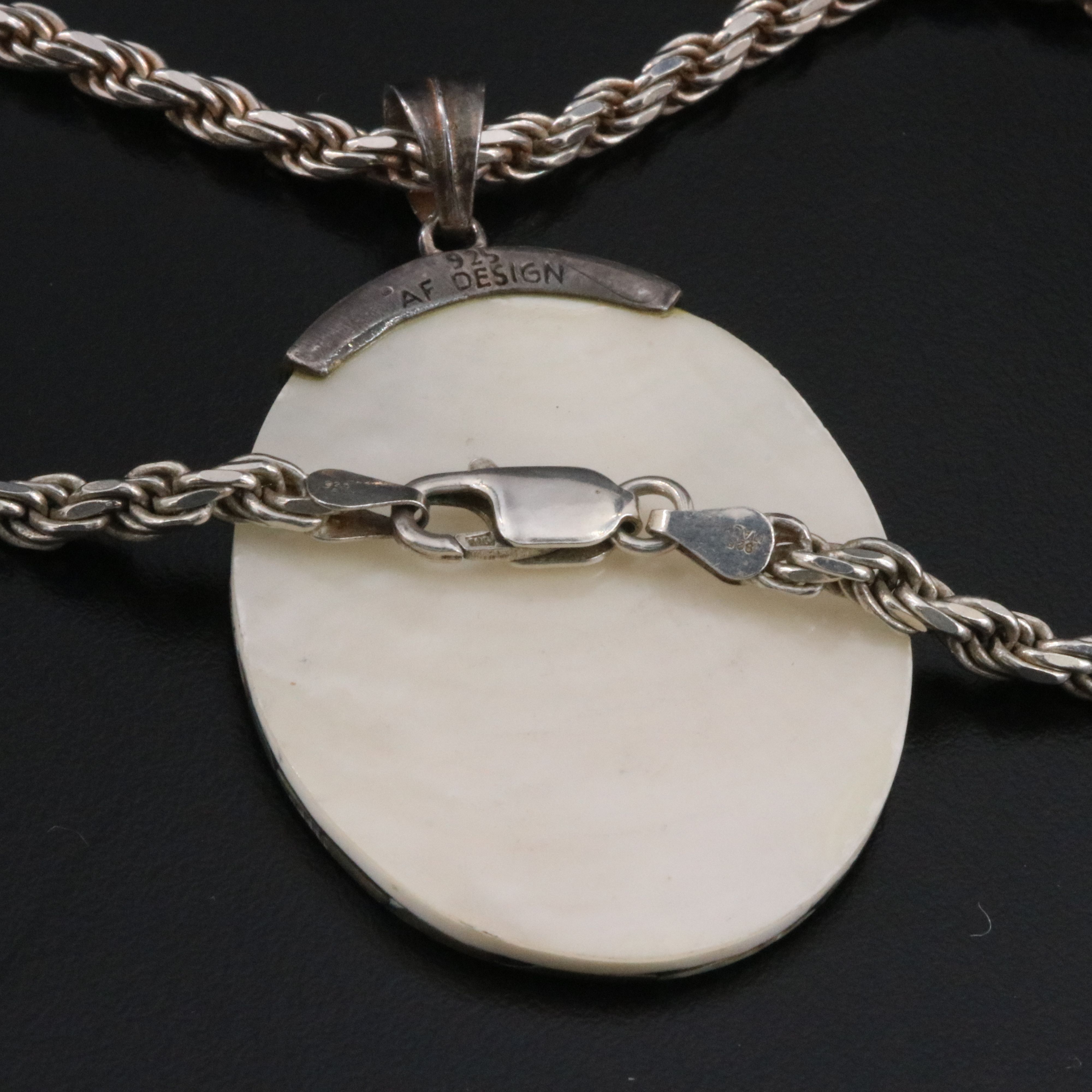 Sterling Abalone and Shell Pendant Necklace
