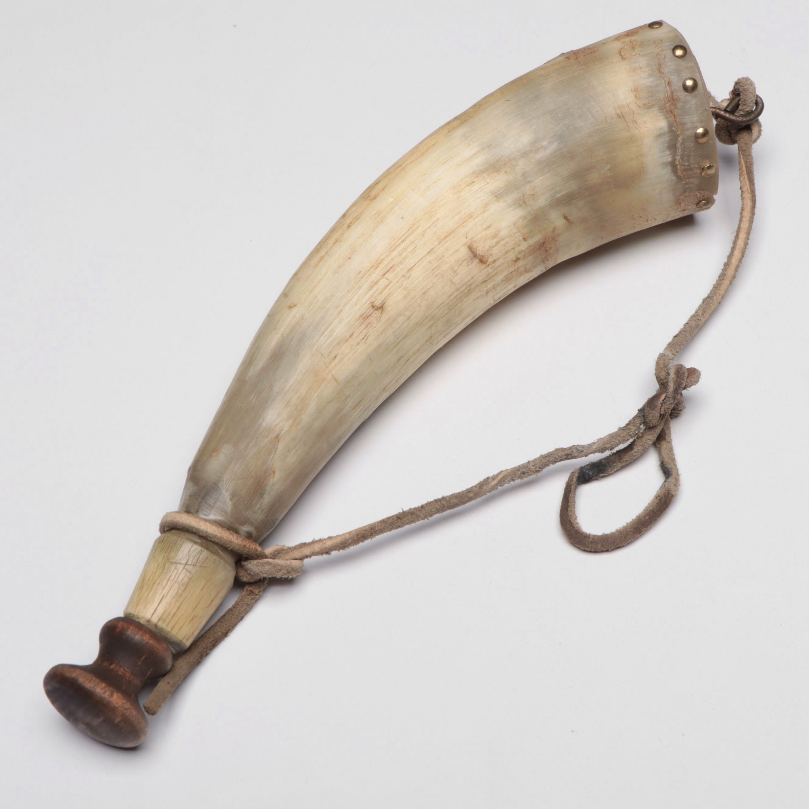 Antique Polished Horn and Bone Powder Flasks