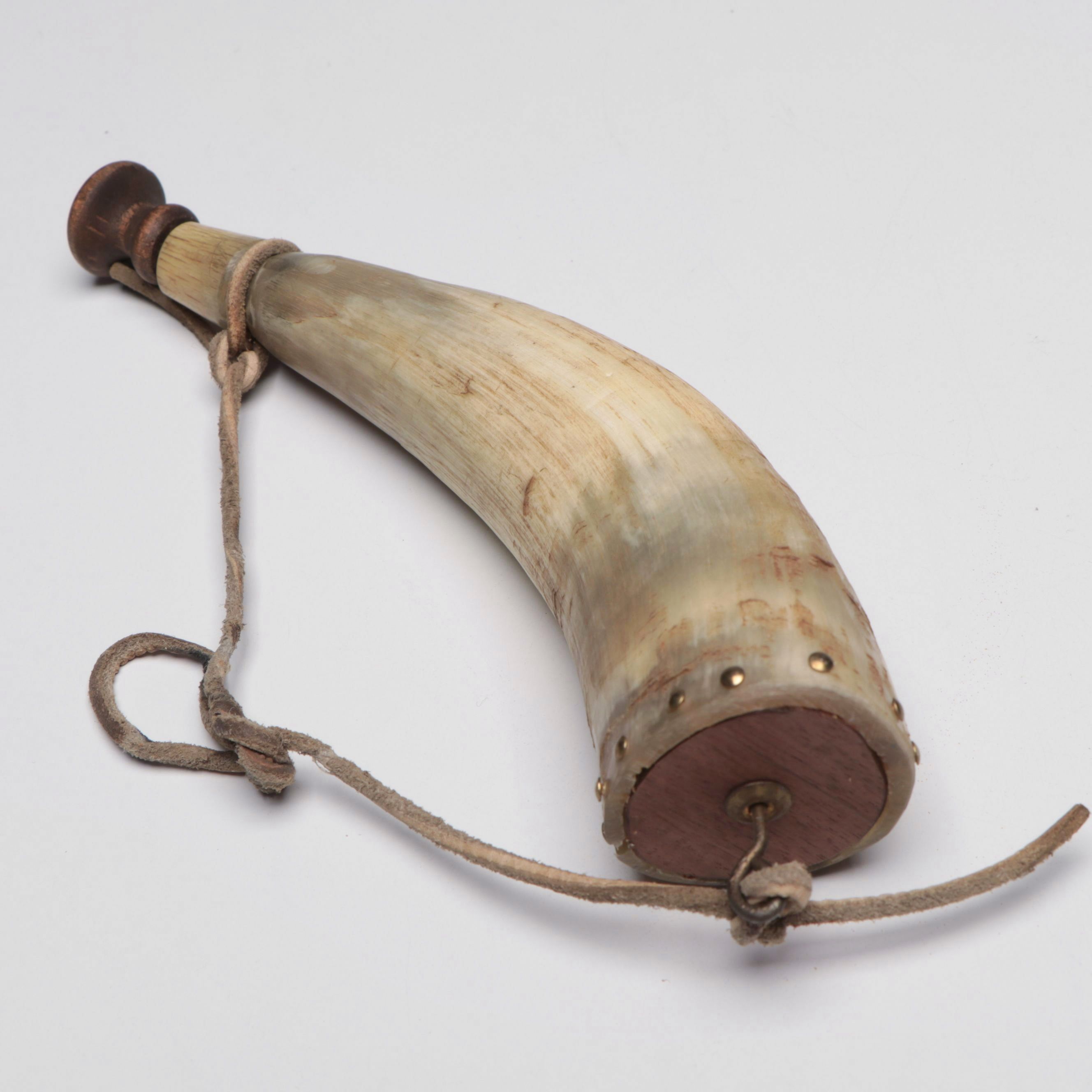 Antique Polished Horn and Bone Powder Flasks