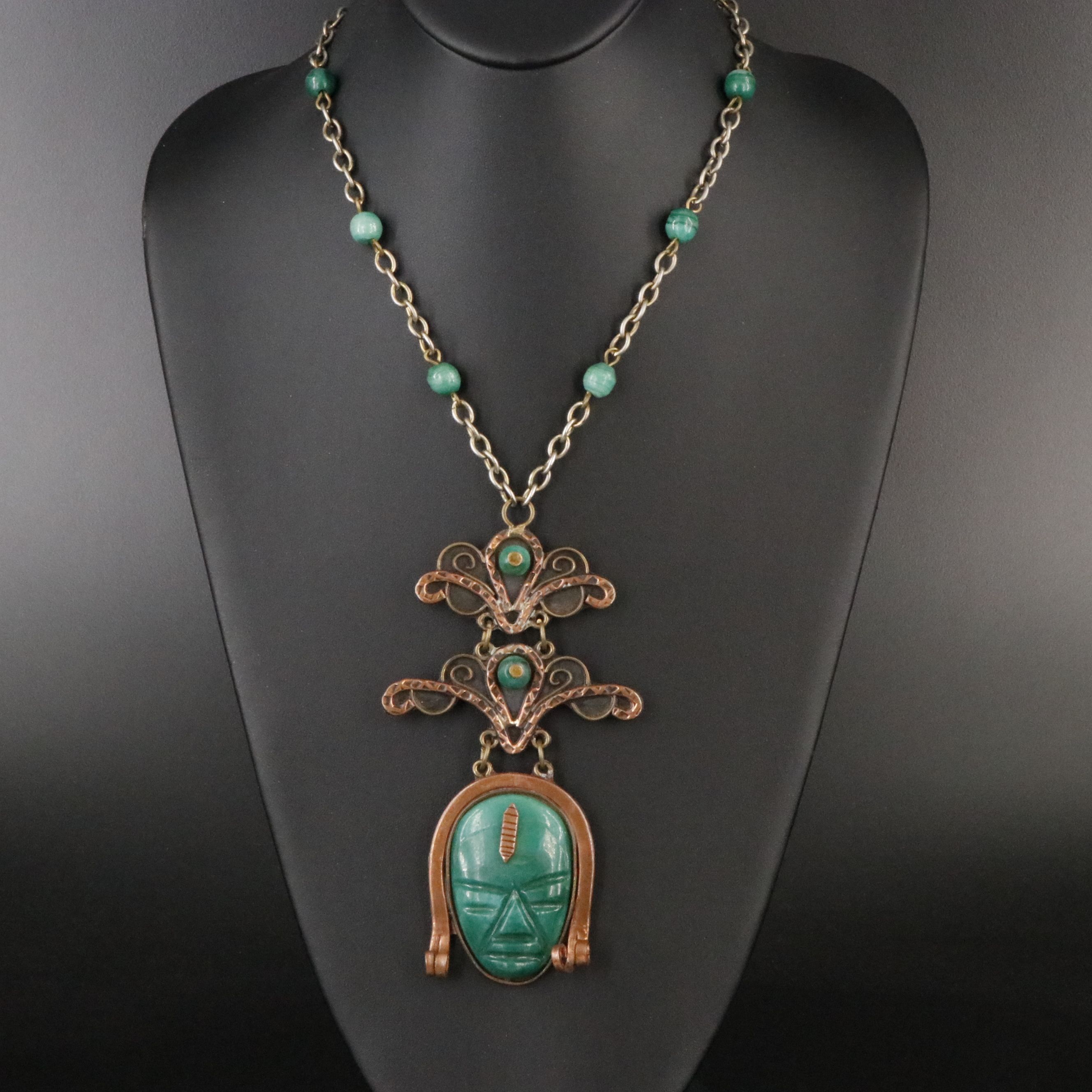 Vintage Mexican Calcite Warrior Necklace