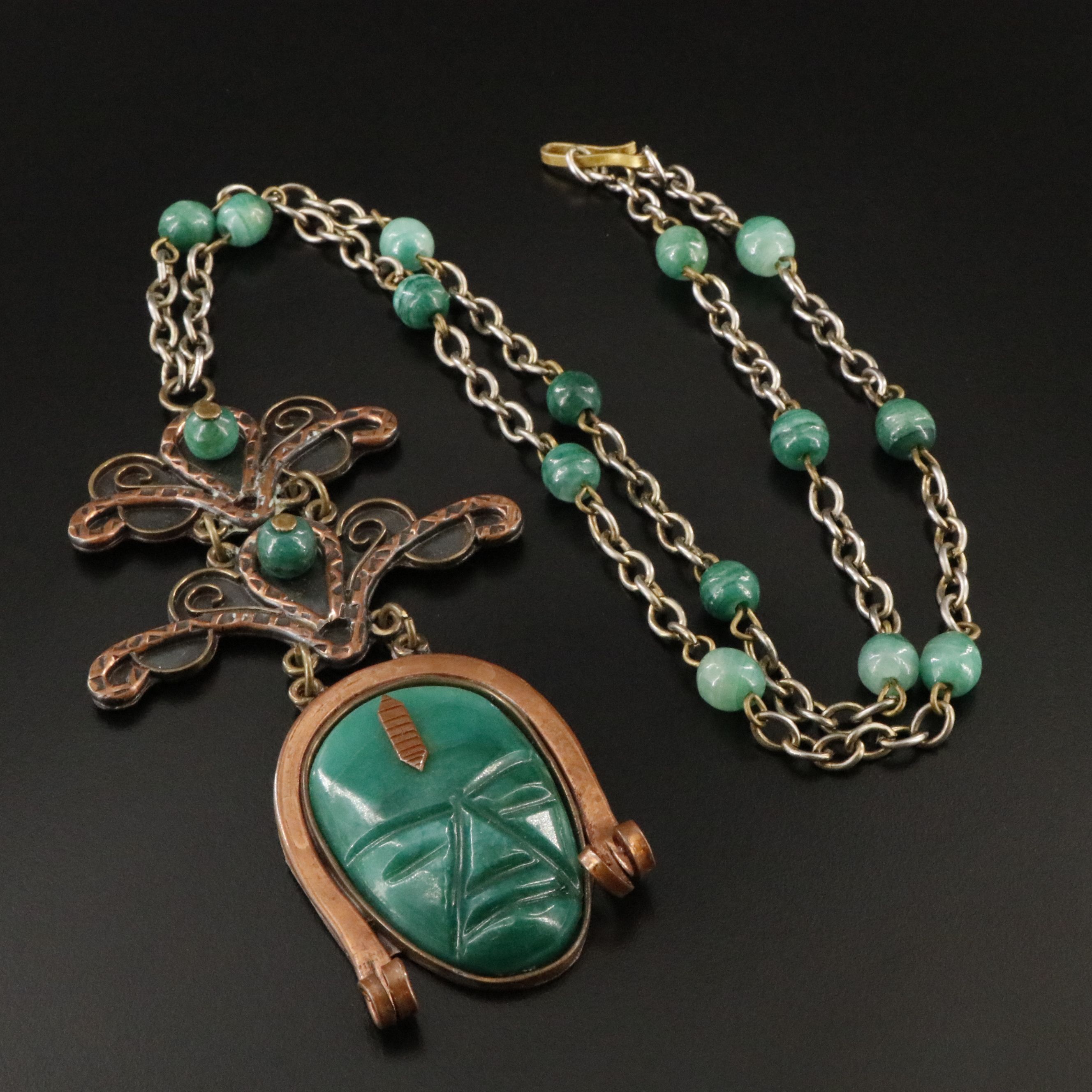 Vintage Mexican Calcite Warrior Necklace