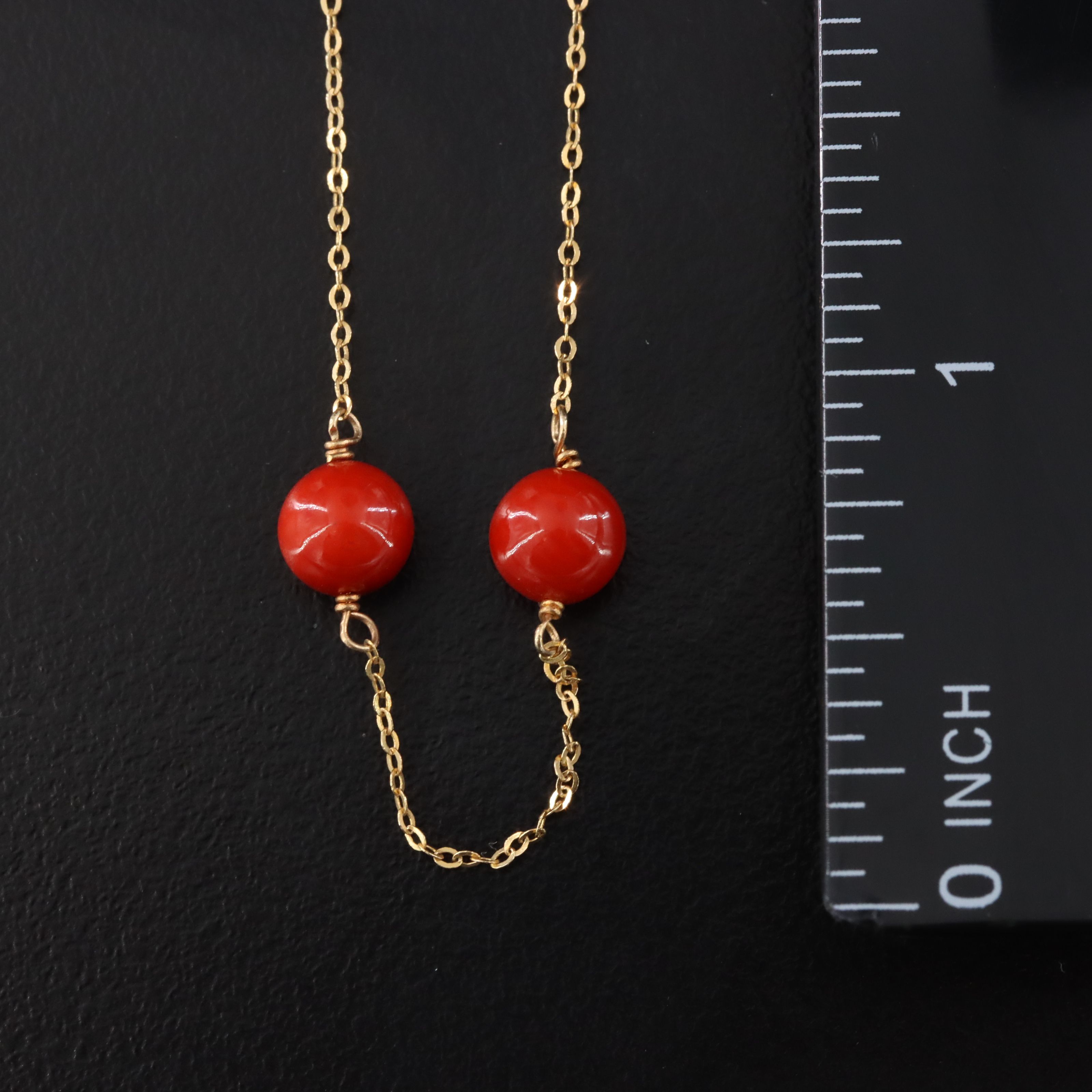 Italian 14K Coral Station Necklace