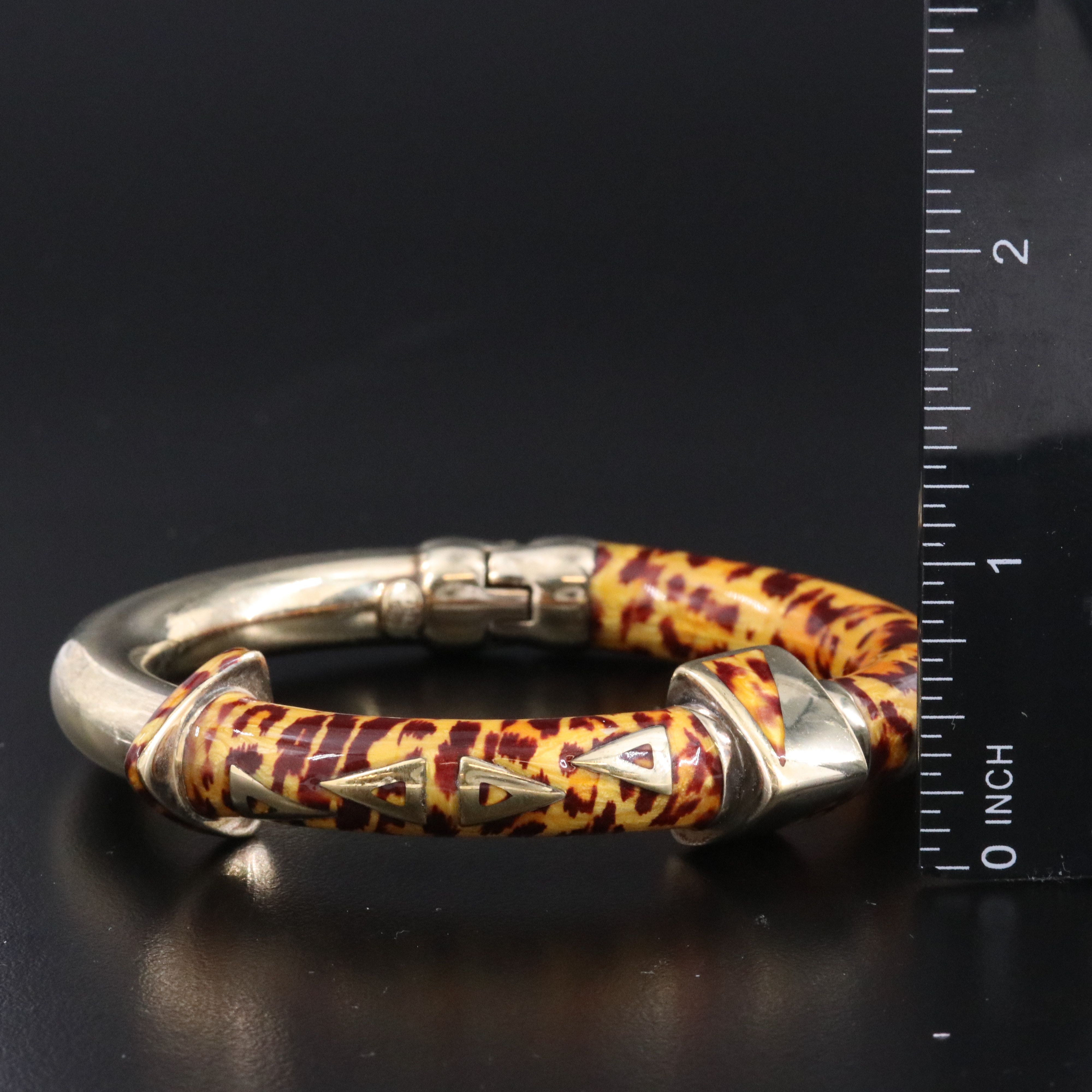 Italian Sterling Animal Print Enamel Bangle Bracelet