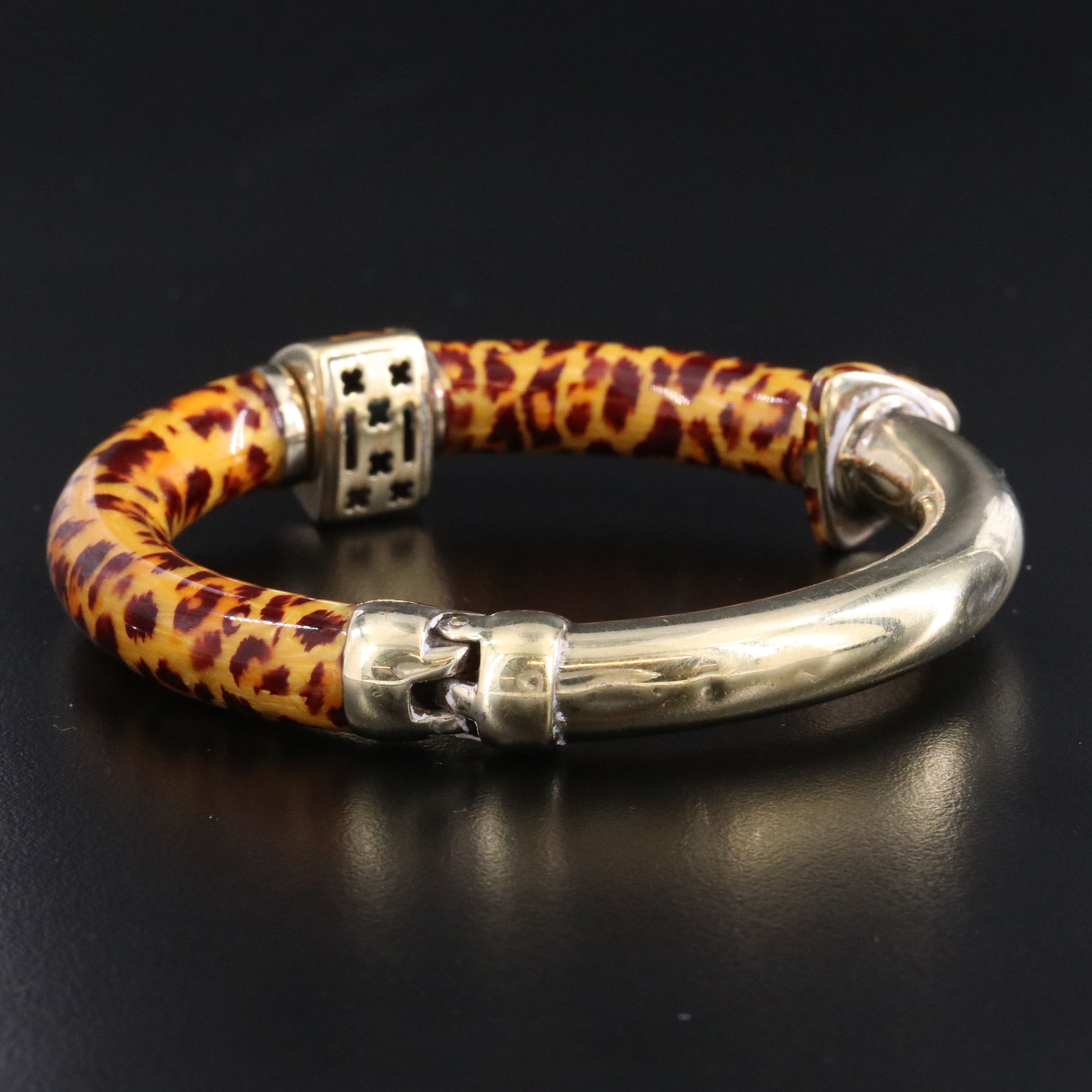 Italian Sterling Animal Print Enamel Bangle Bracelet