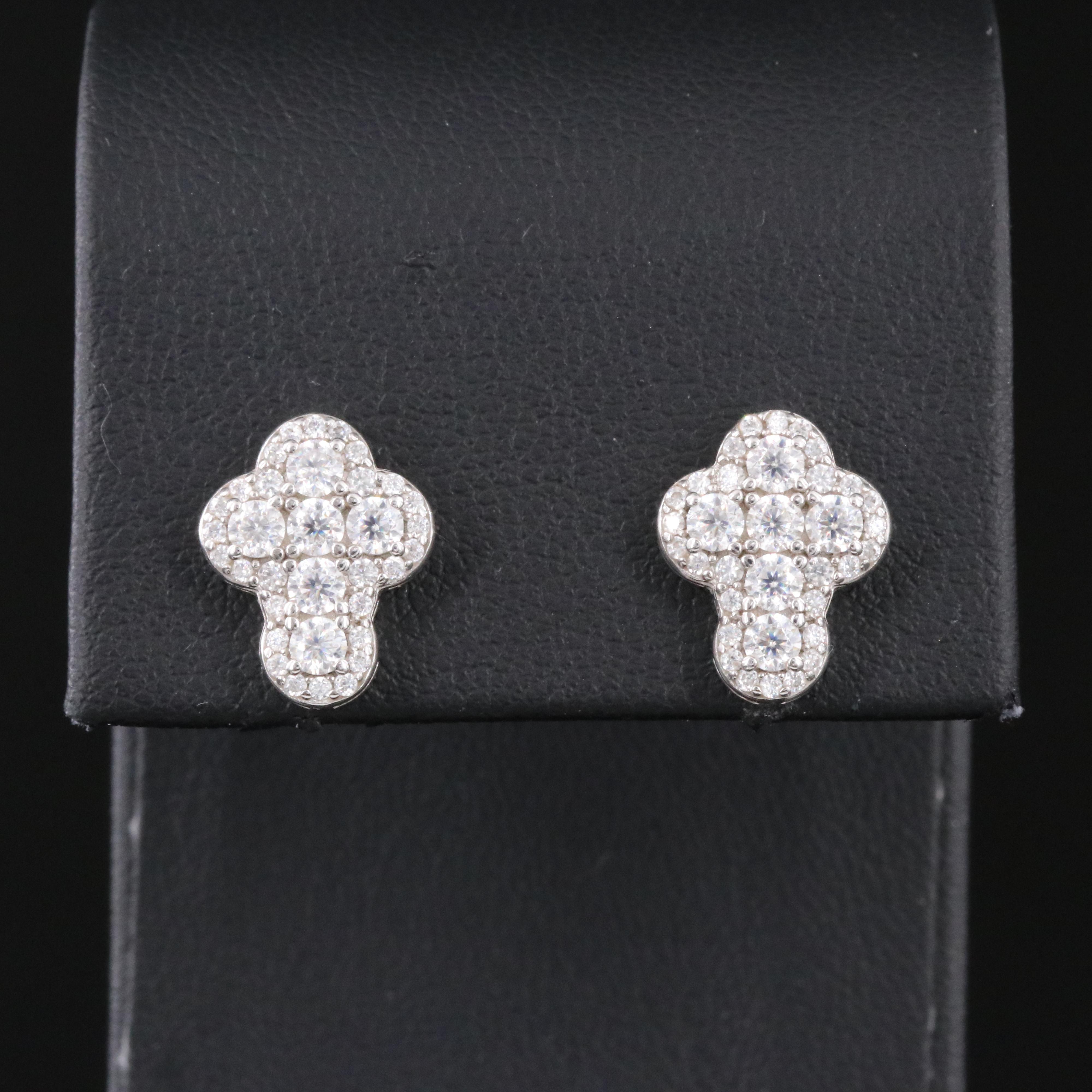 Sterling Moissanite Cross Earrings