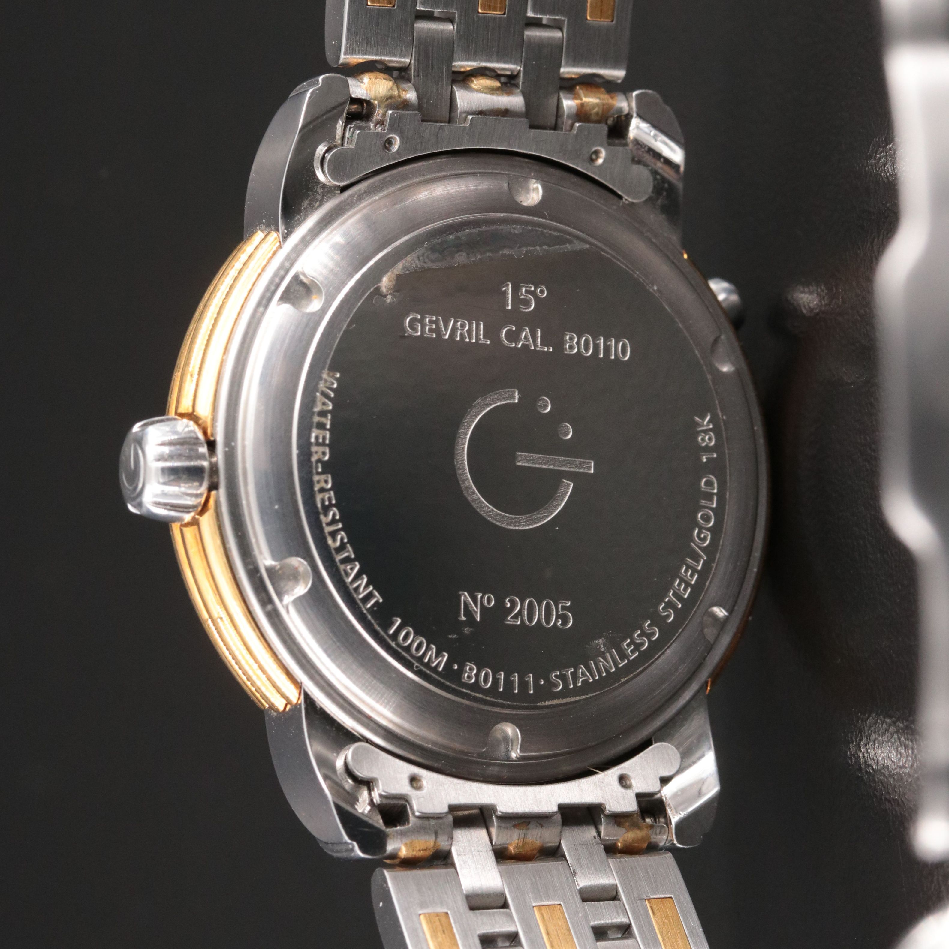 Gevril Day/Night 15 Degrees Dual Time 18K Steel Watch