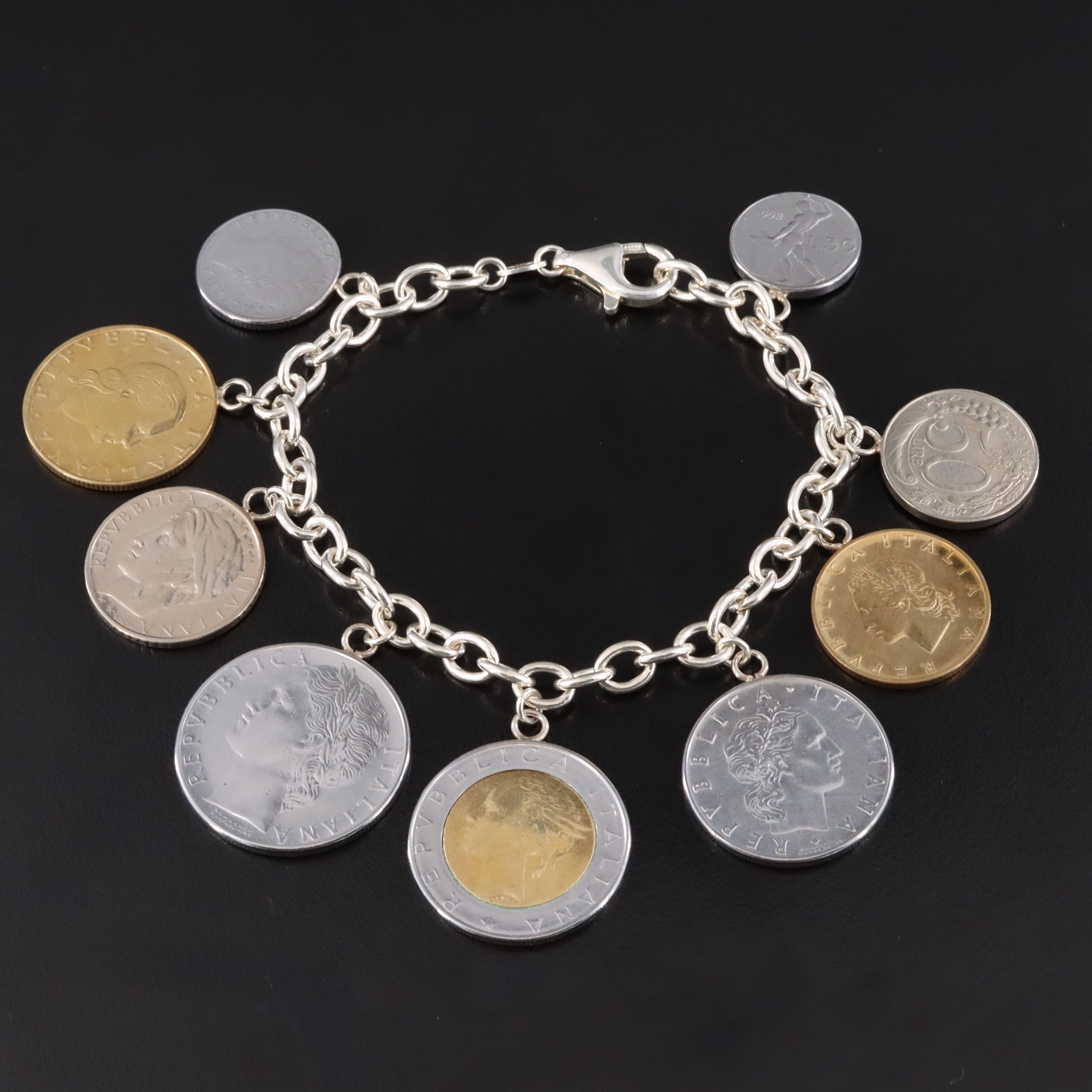 Milor Sterling Bracelet with Italian Lire Coins
