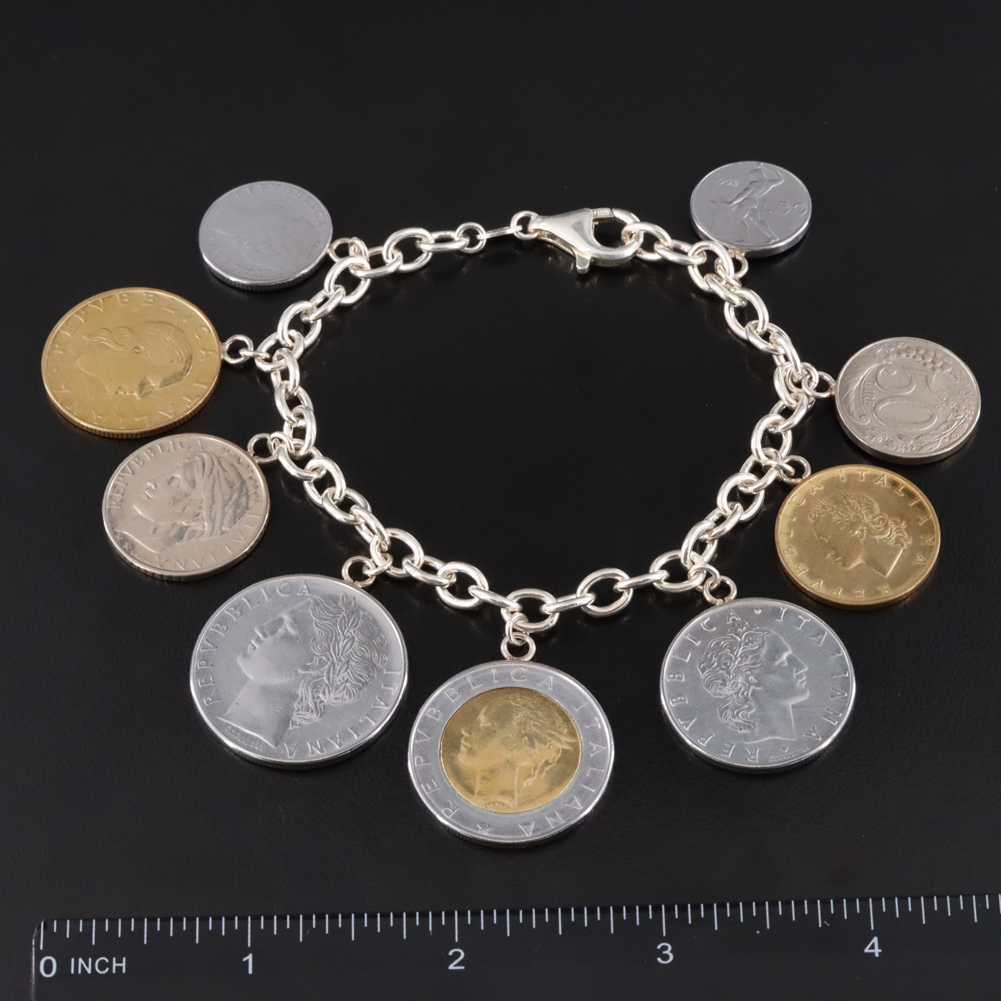 Milor Sterling Bracelet with Italian Lire Coins