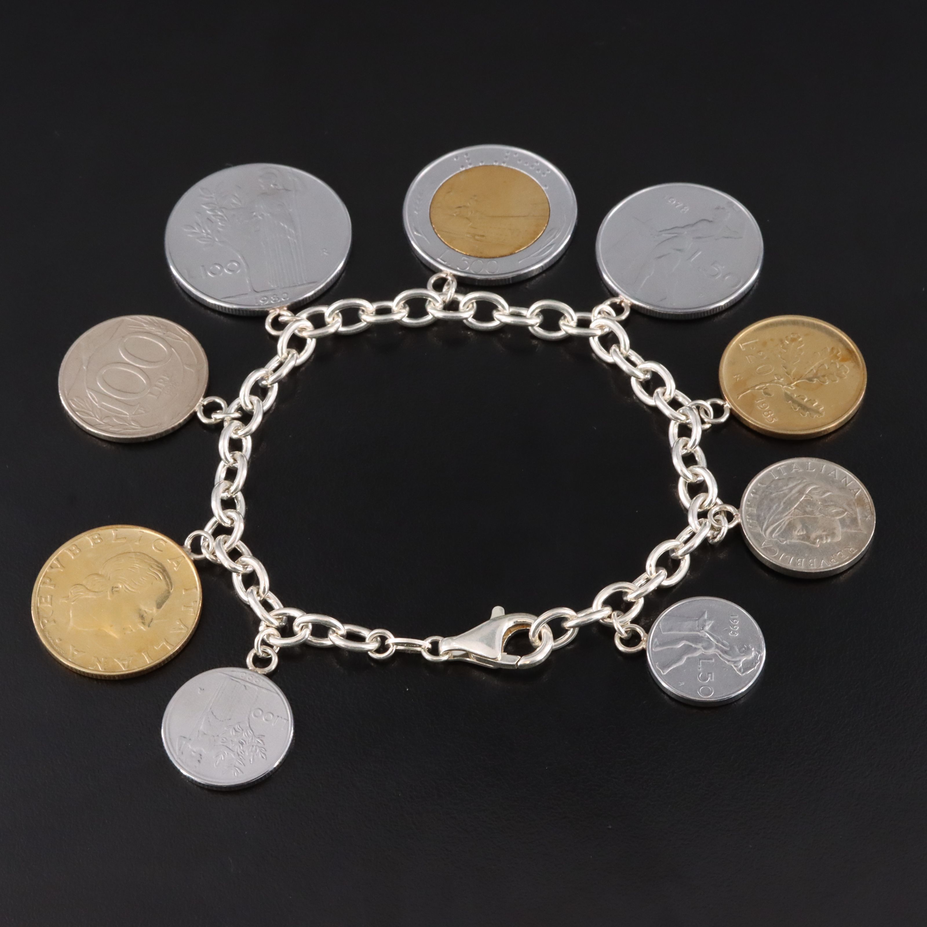 Milor Sterling Bracelet with Italian Lire Coins