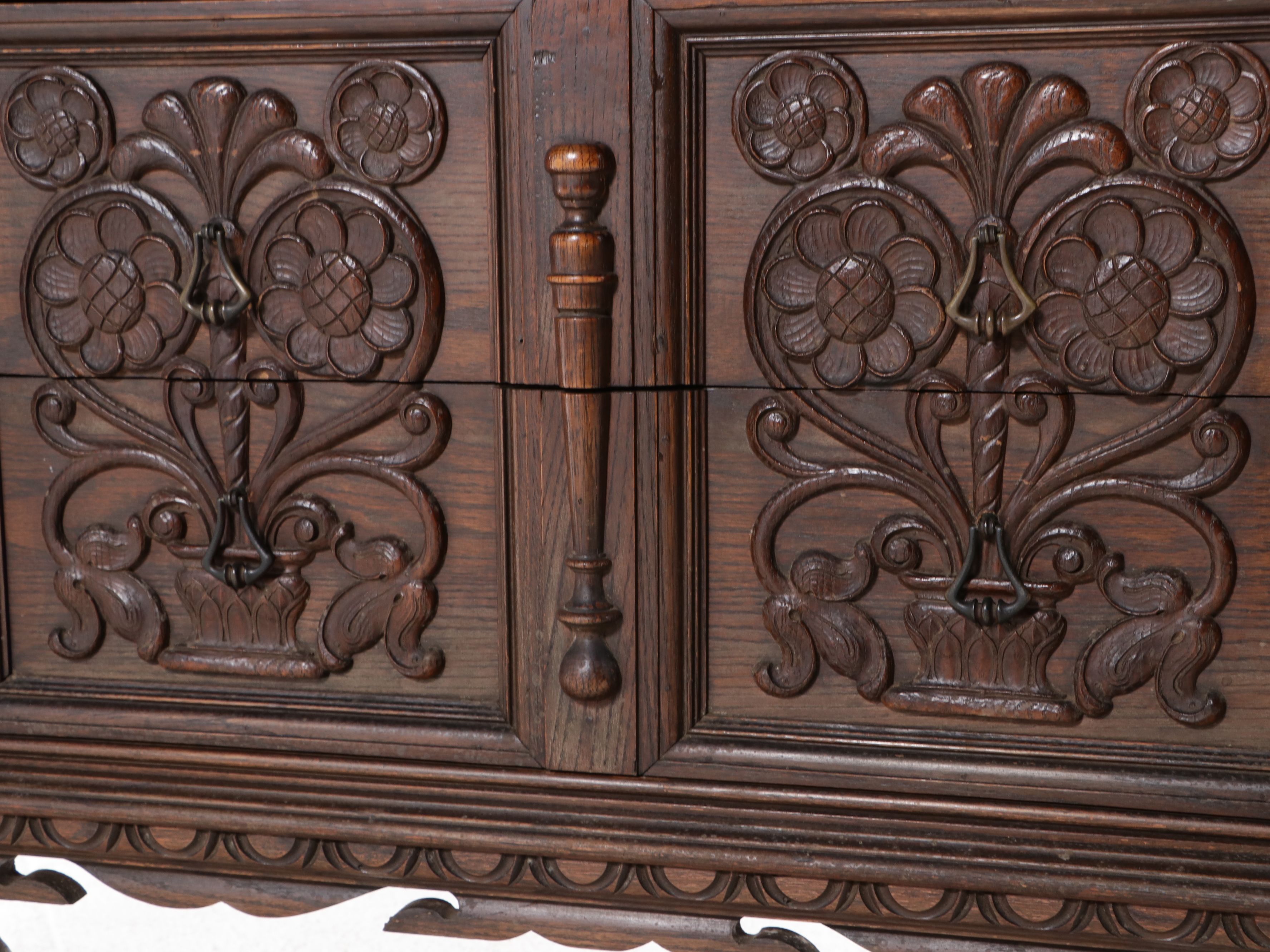 Jacobean Revival Oak Buffet, Early 20th Century