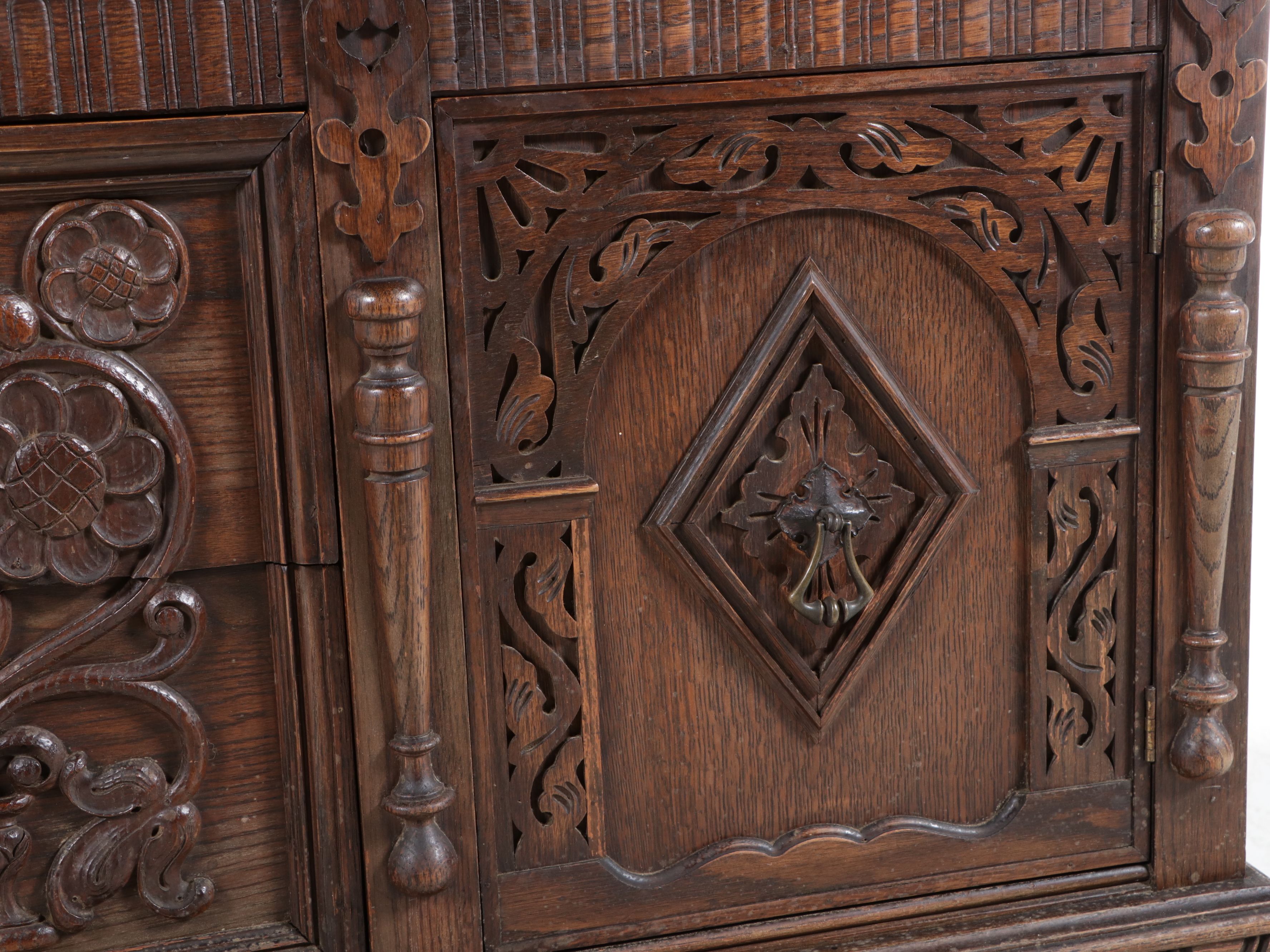 Jacobean Revival Oak Buffet, Early 20th Century