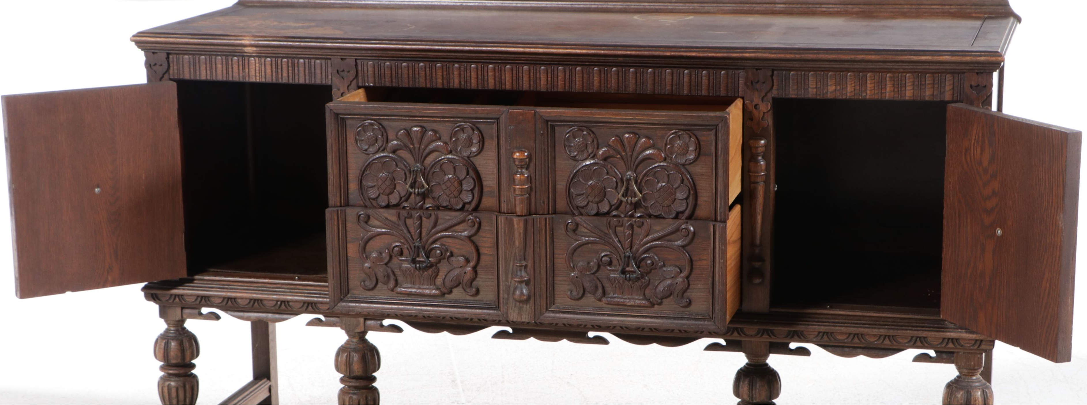 Jacobean Revival Oak Buffet, Early 20th Century