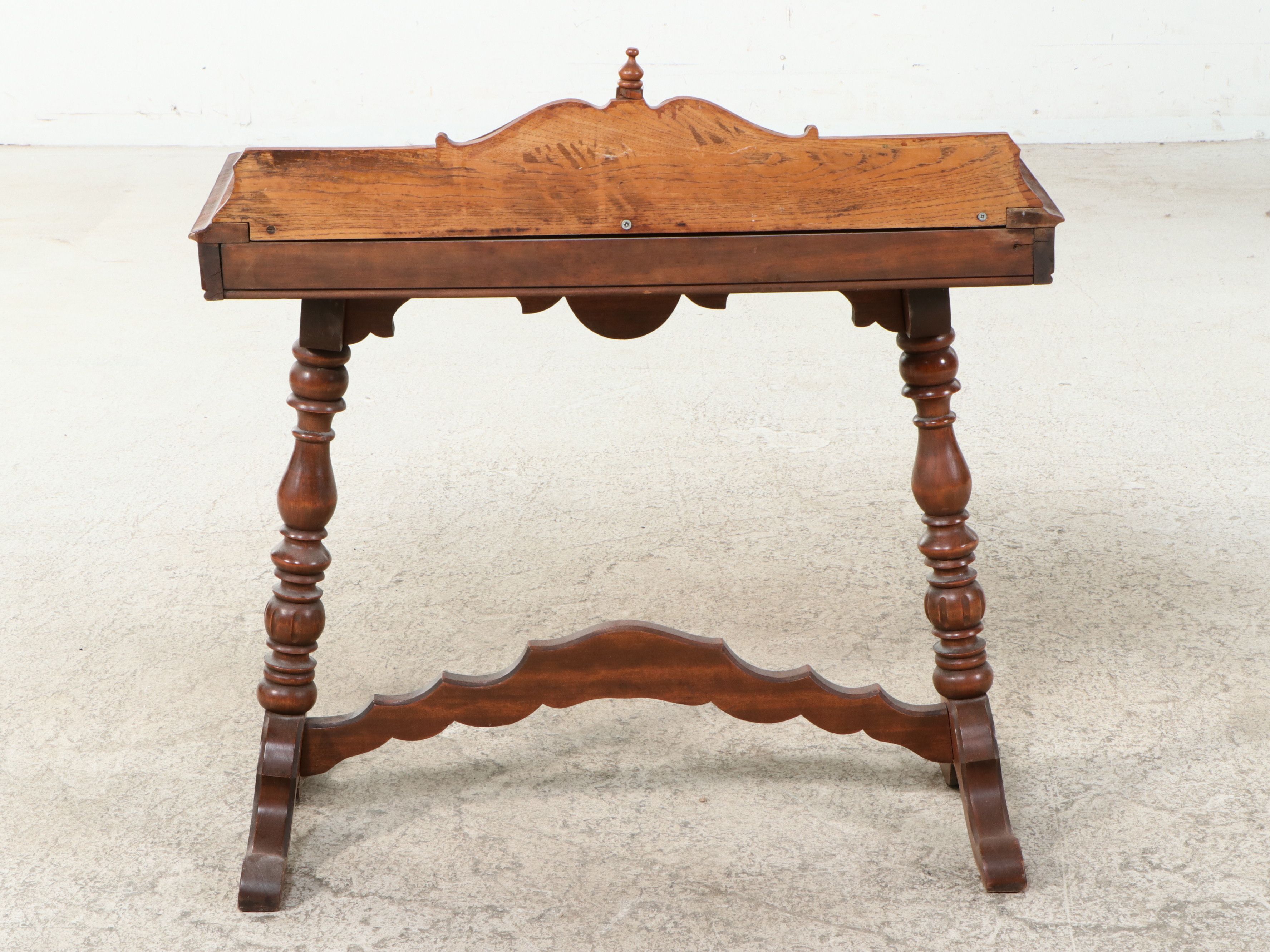 Victorian Style Oak and Mixed Wood Library Table or Writing Desk
