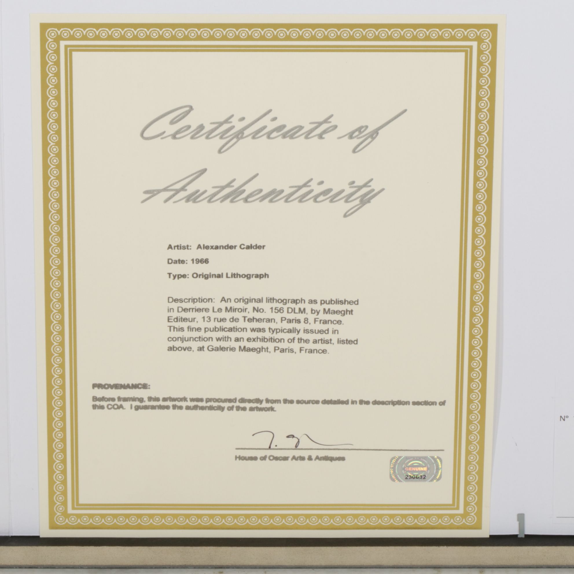 Alexander Calder Double-Page Color Lithograph for "Derrière le Miroir", 1966