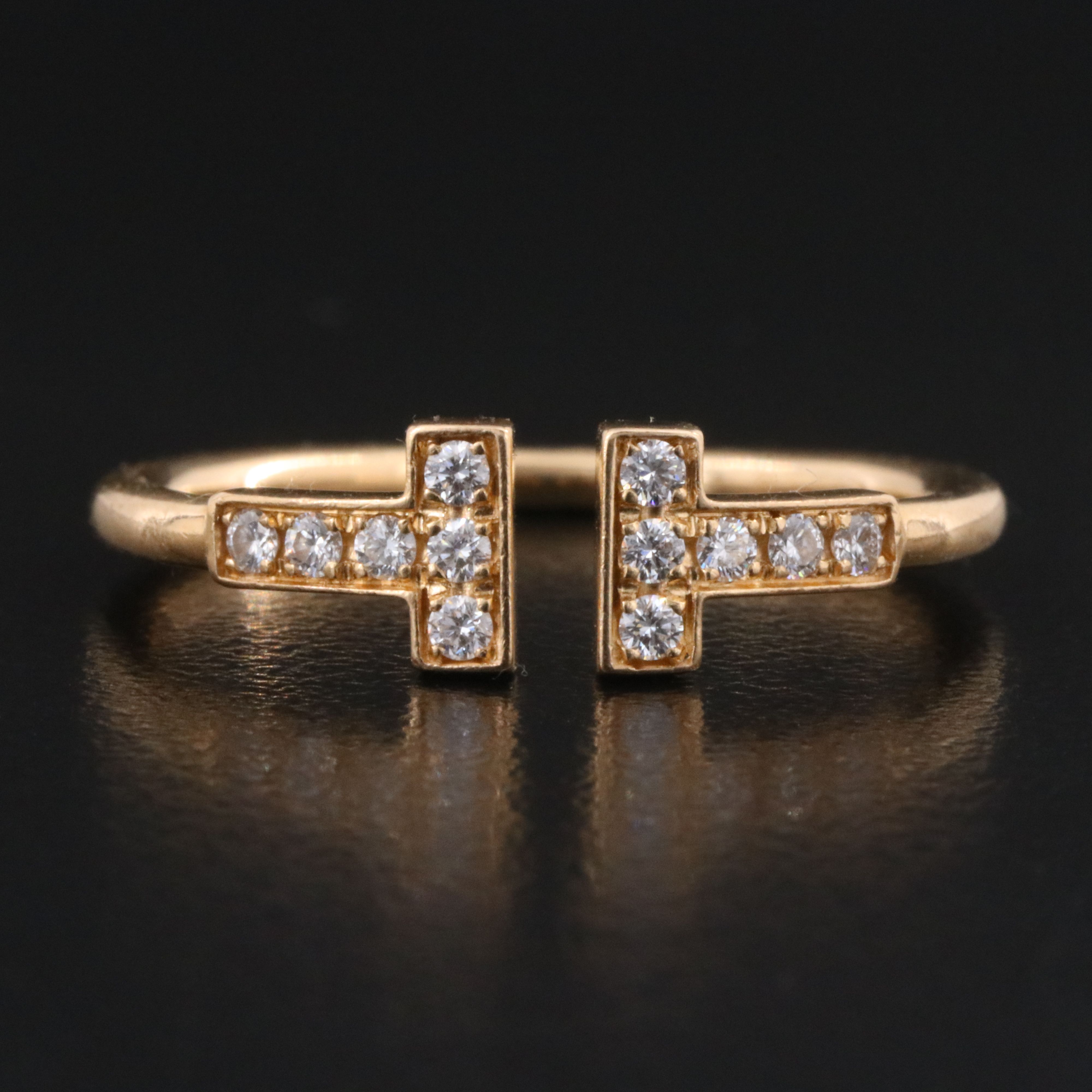 Tiffany & Co. "T" 18K Rose Gold Diamond Wire Ring