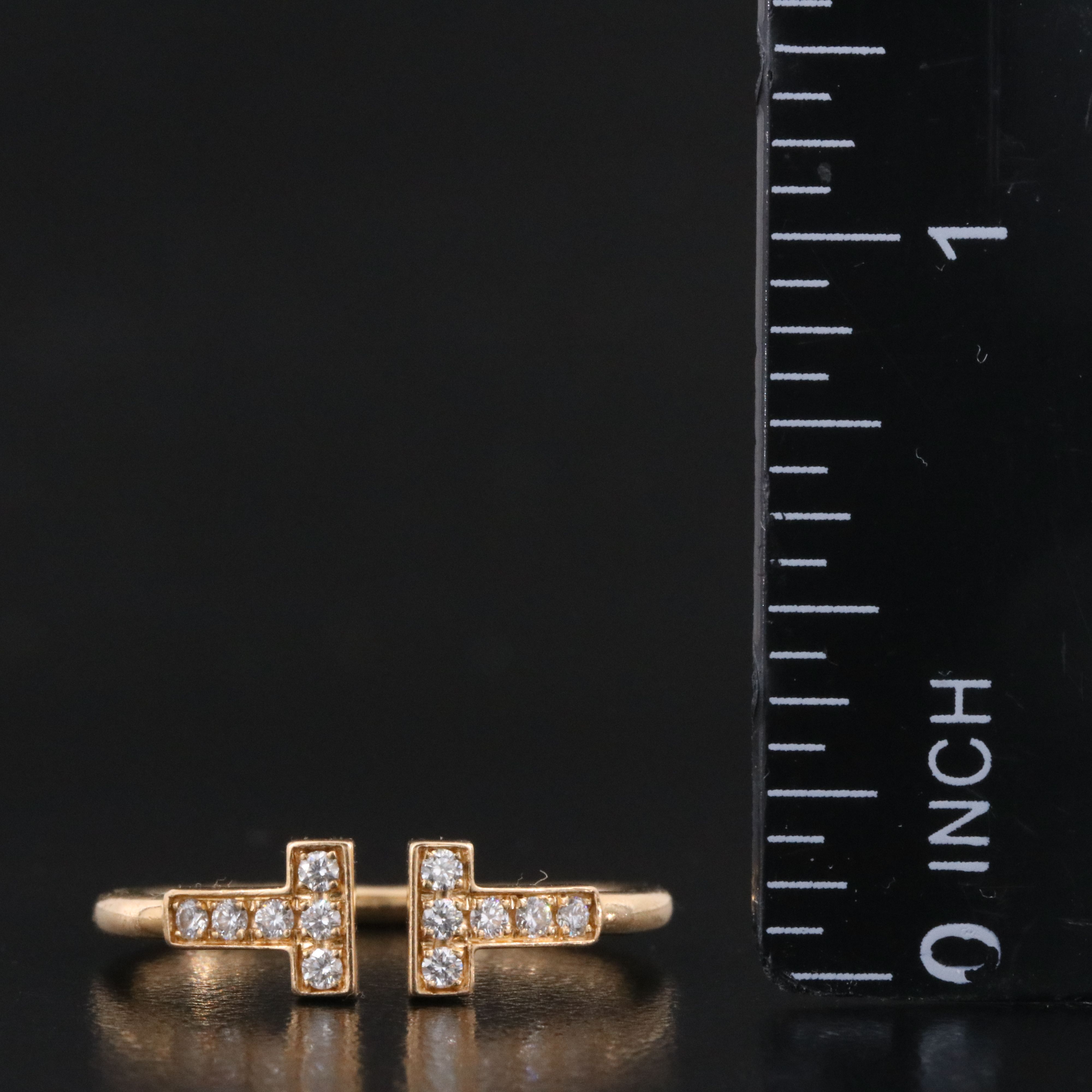 Tiffany & Co. "T" 18K Rose Gold Diamond Wire Ring