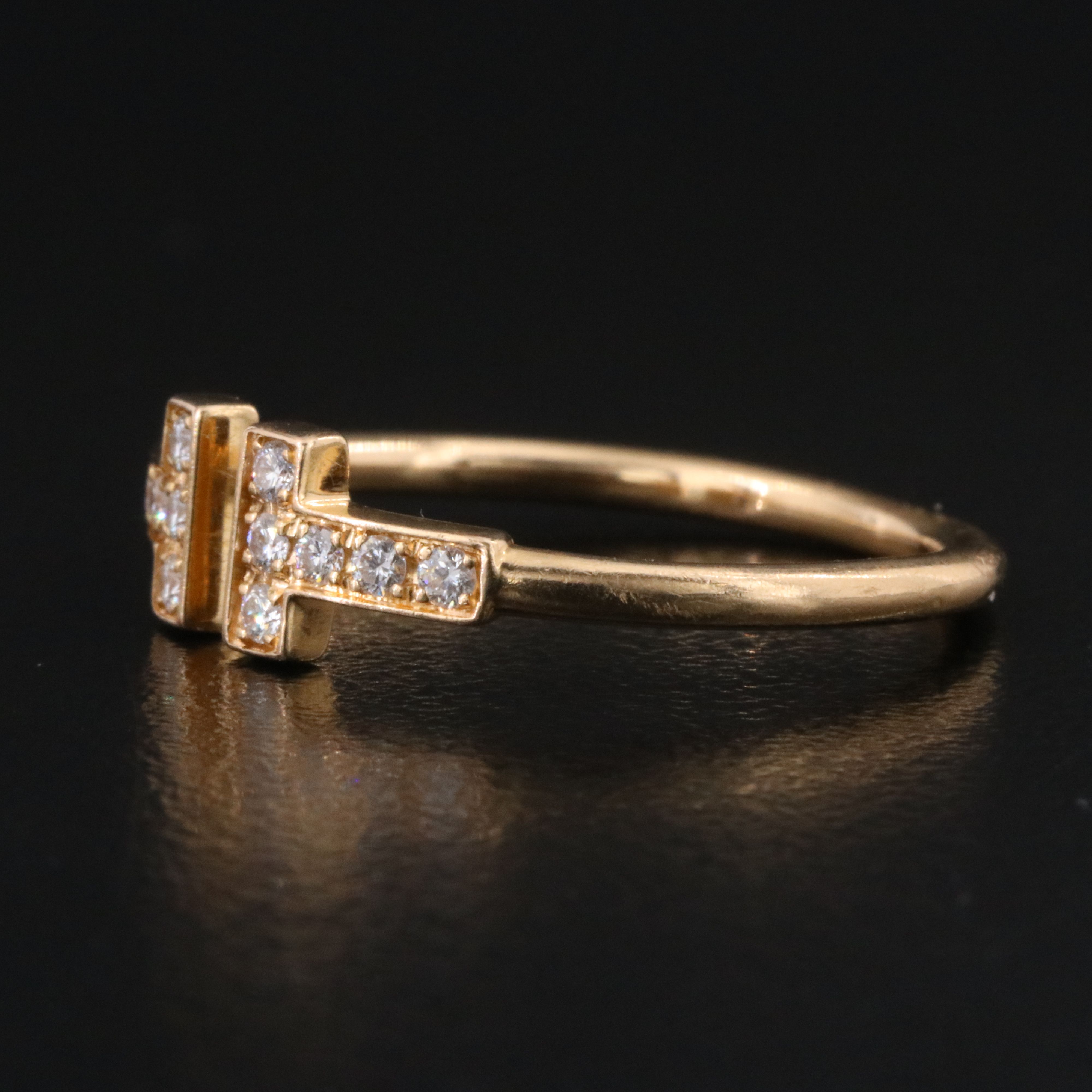 Tiffany & Co. "T" 18K Rose Gold Diamond Wire Ring