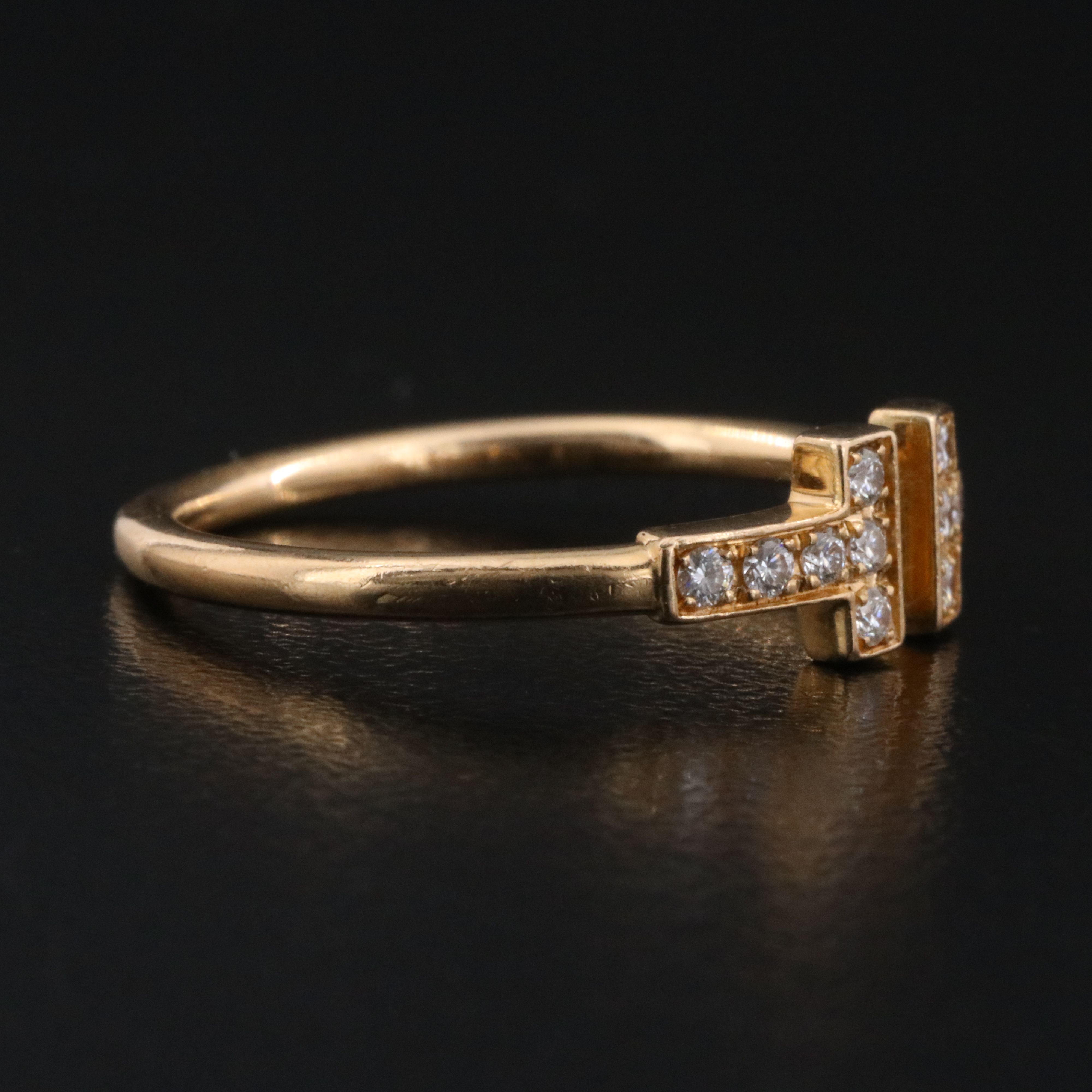 Tiffany & Co. "T" 18K Rose Gold Diamond Wire Ring