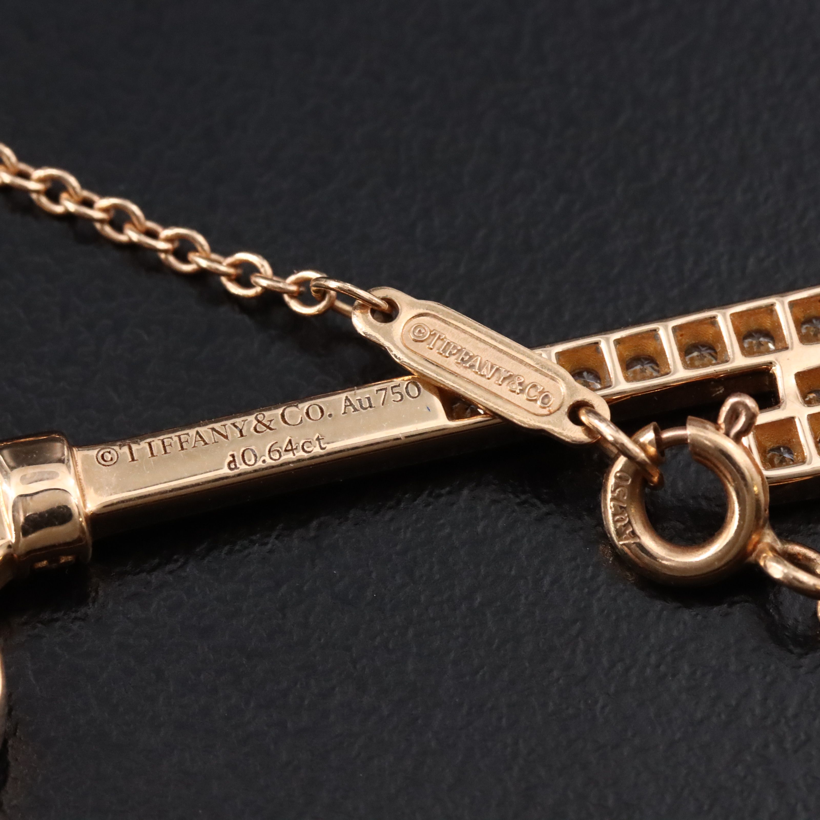 Tiffany & Co. Keys 18K Rose Gold 0.64 CTW Diamond Crown Key  Pendant Necklace