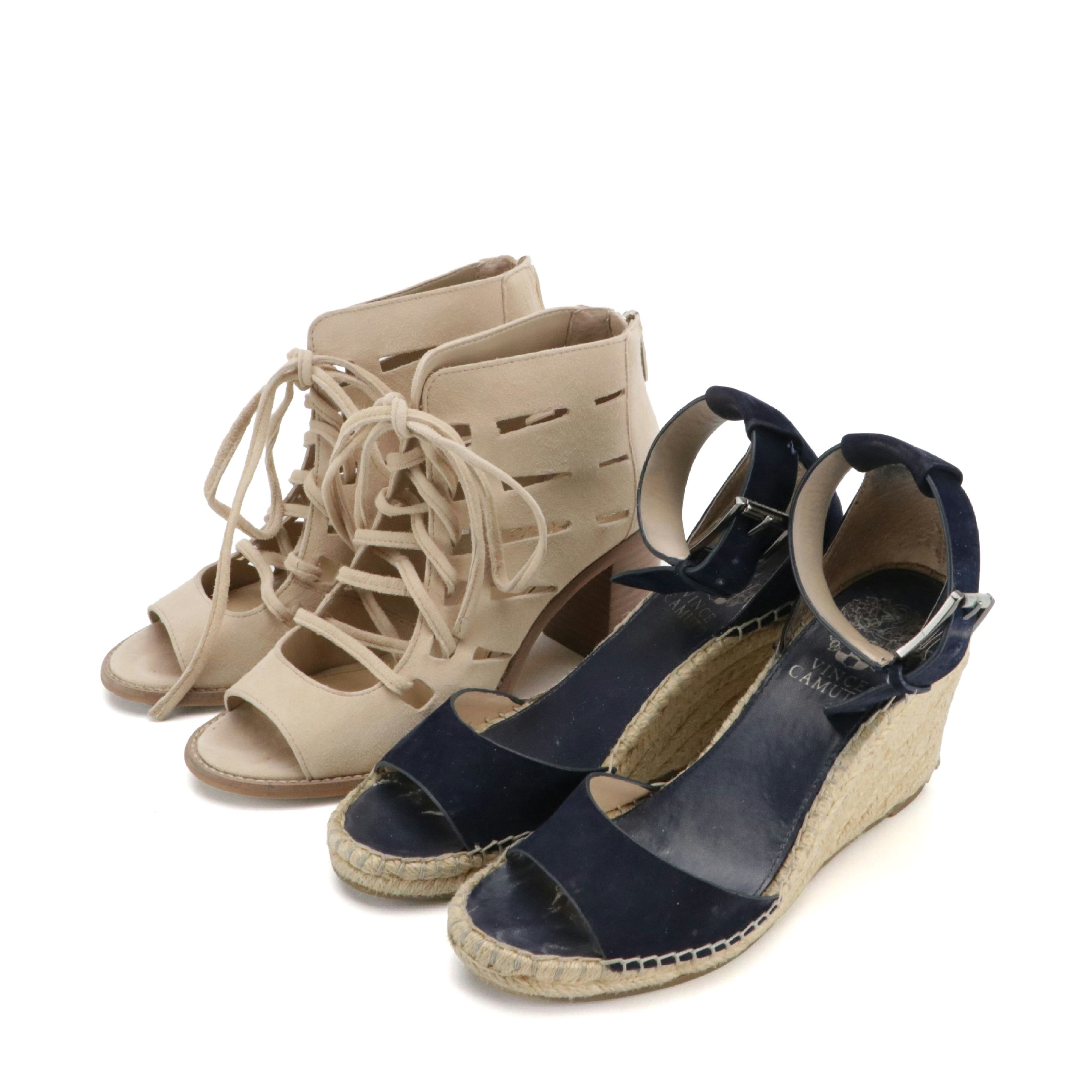 Vince Camuto Cut-Out Suede Tumbleweed Bootie Sandals & Espadrille Wedge Sandals