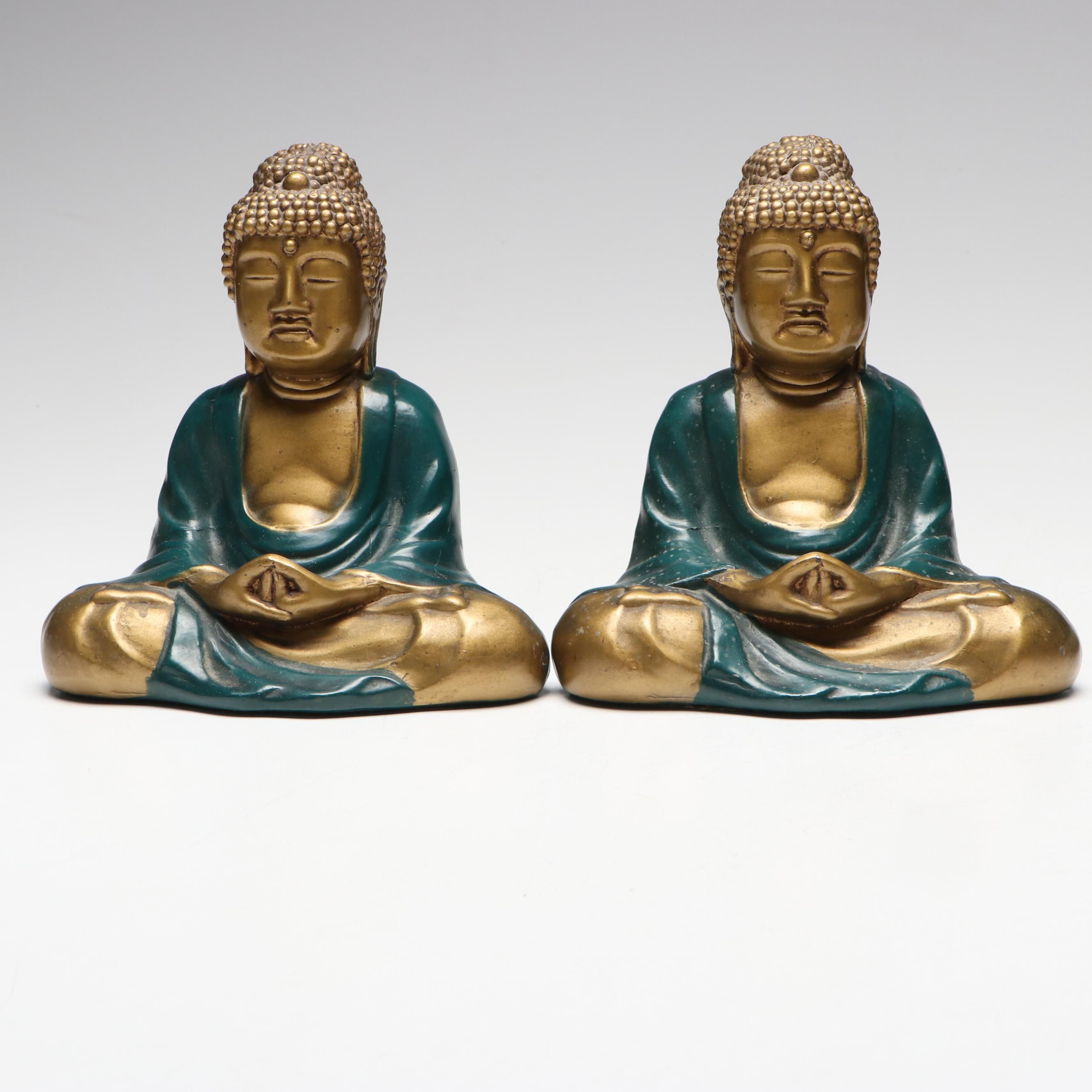 Enamel Metal Mediating Buddha Bookends