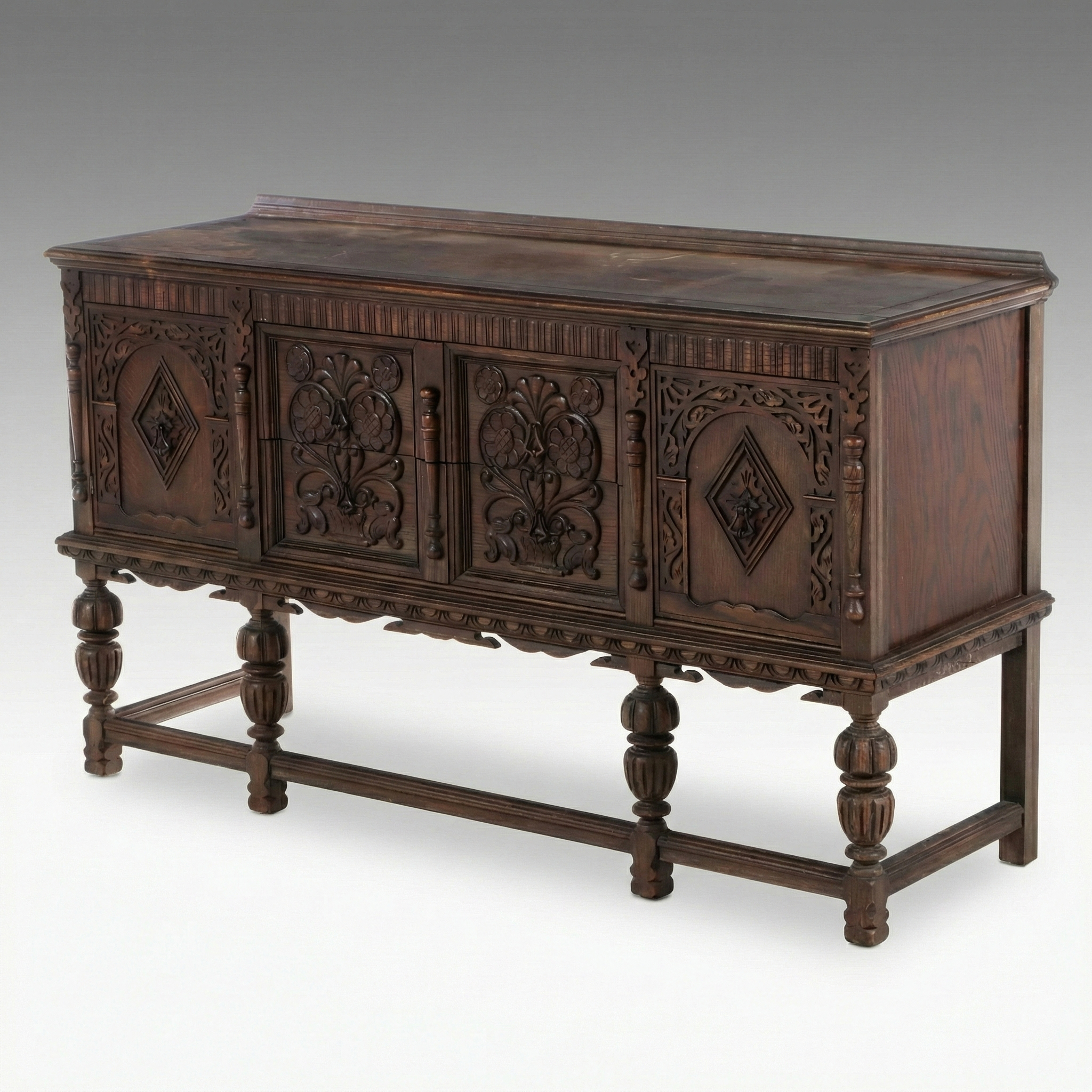 Jacobean Revival Oak Buffet, Early 20th Century