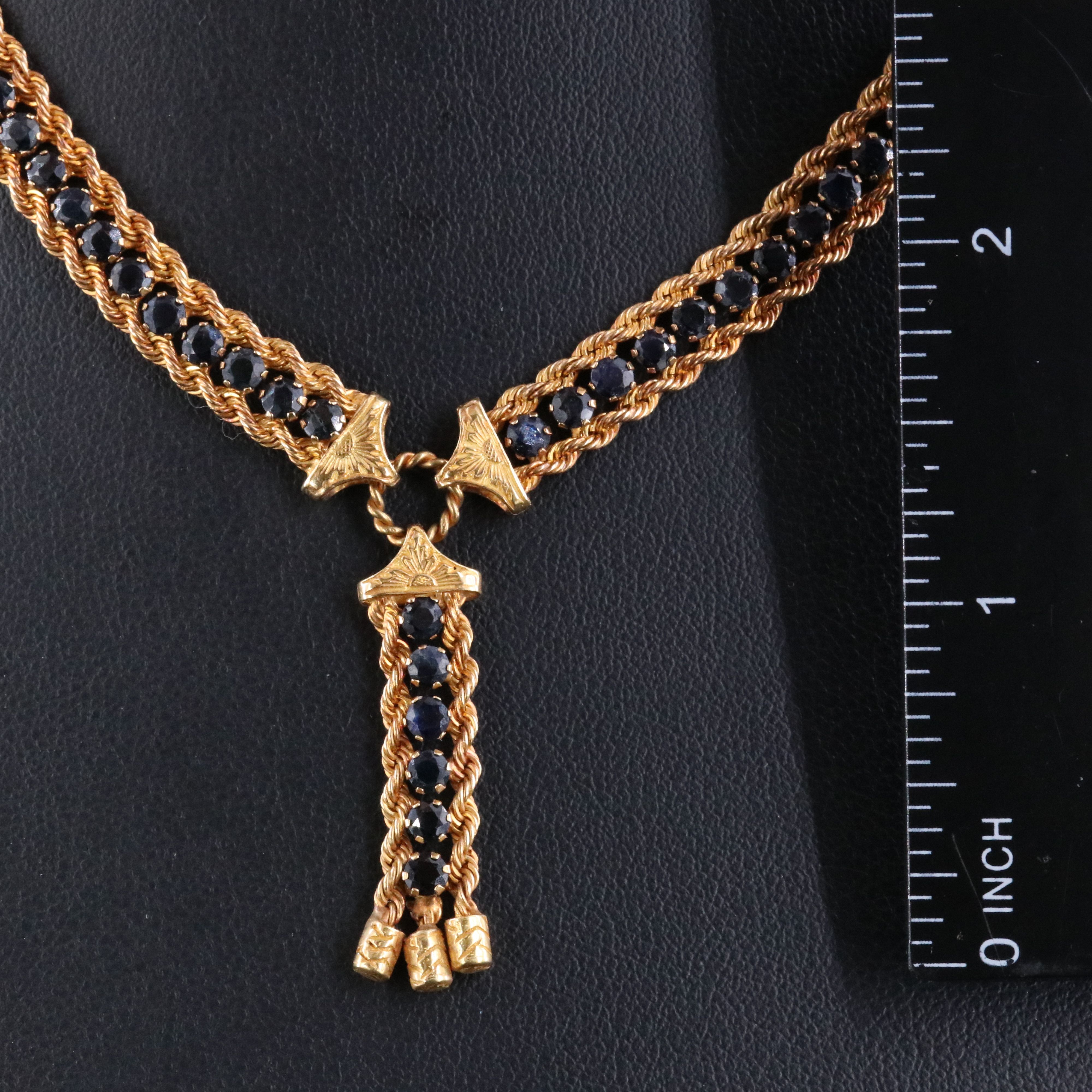 18K Sapphire Y Necklace and Earrings