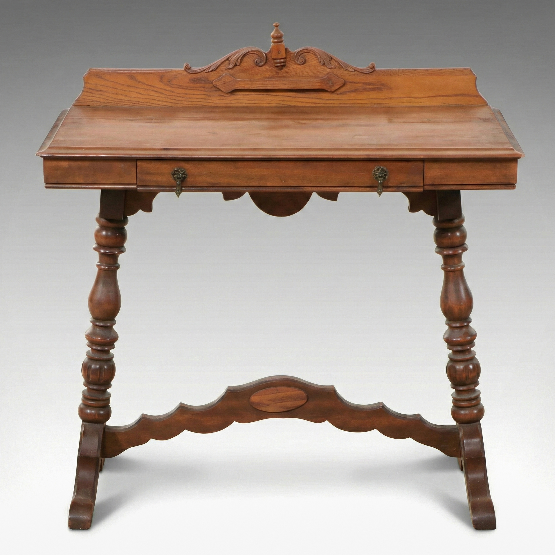 Victorian Style Oak and Mixed Wood Library Table or Writing Desk